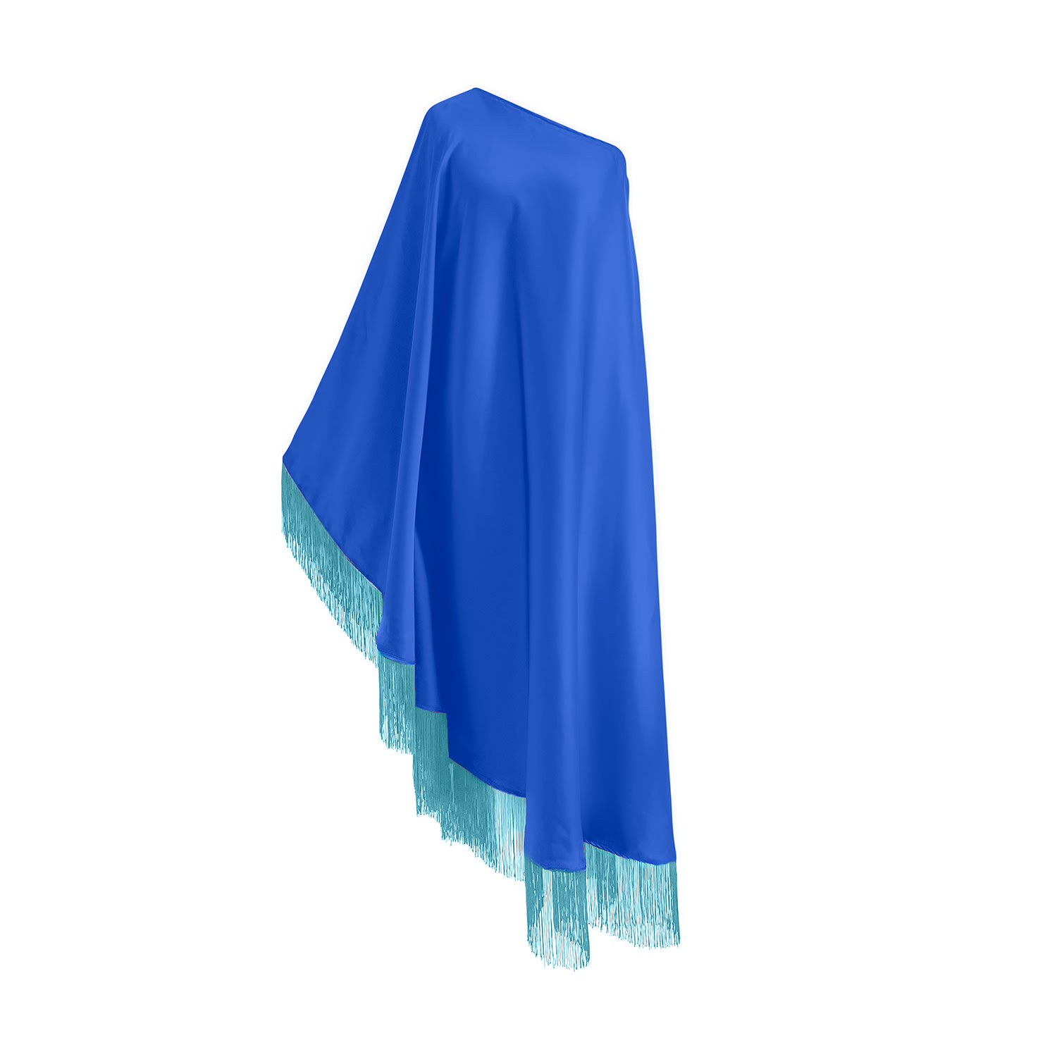 Toma Women's Baby Blue Fringe Off Shoulder Glam Royal Blue Midi Dress In Blue