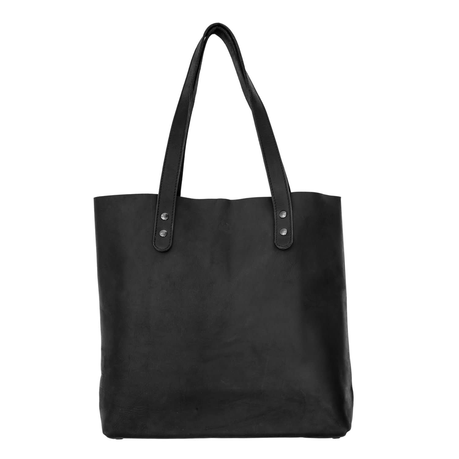 simple black leather tote