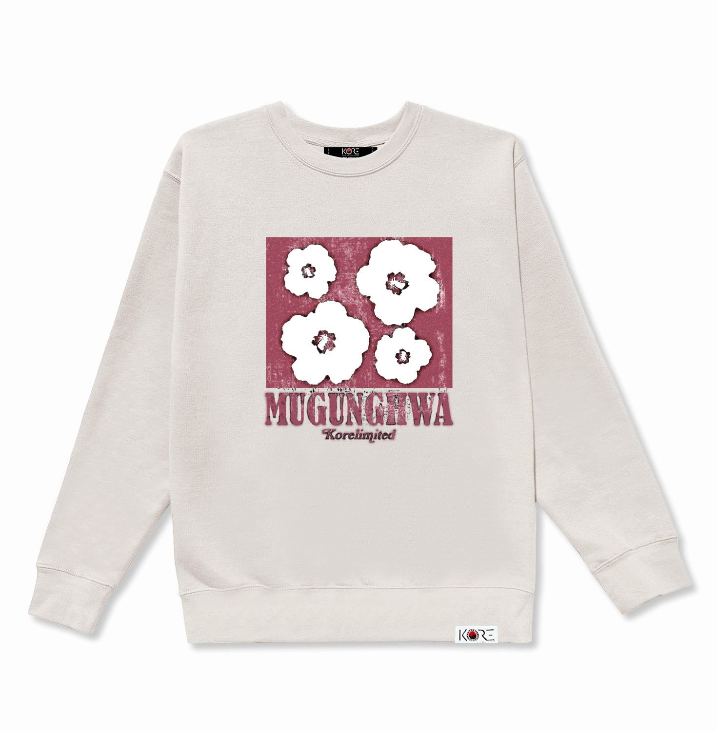 Korelimited White Mugunghwa Fade Crewneck In Light Khaki In White