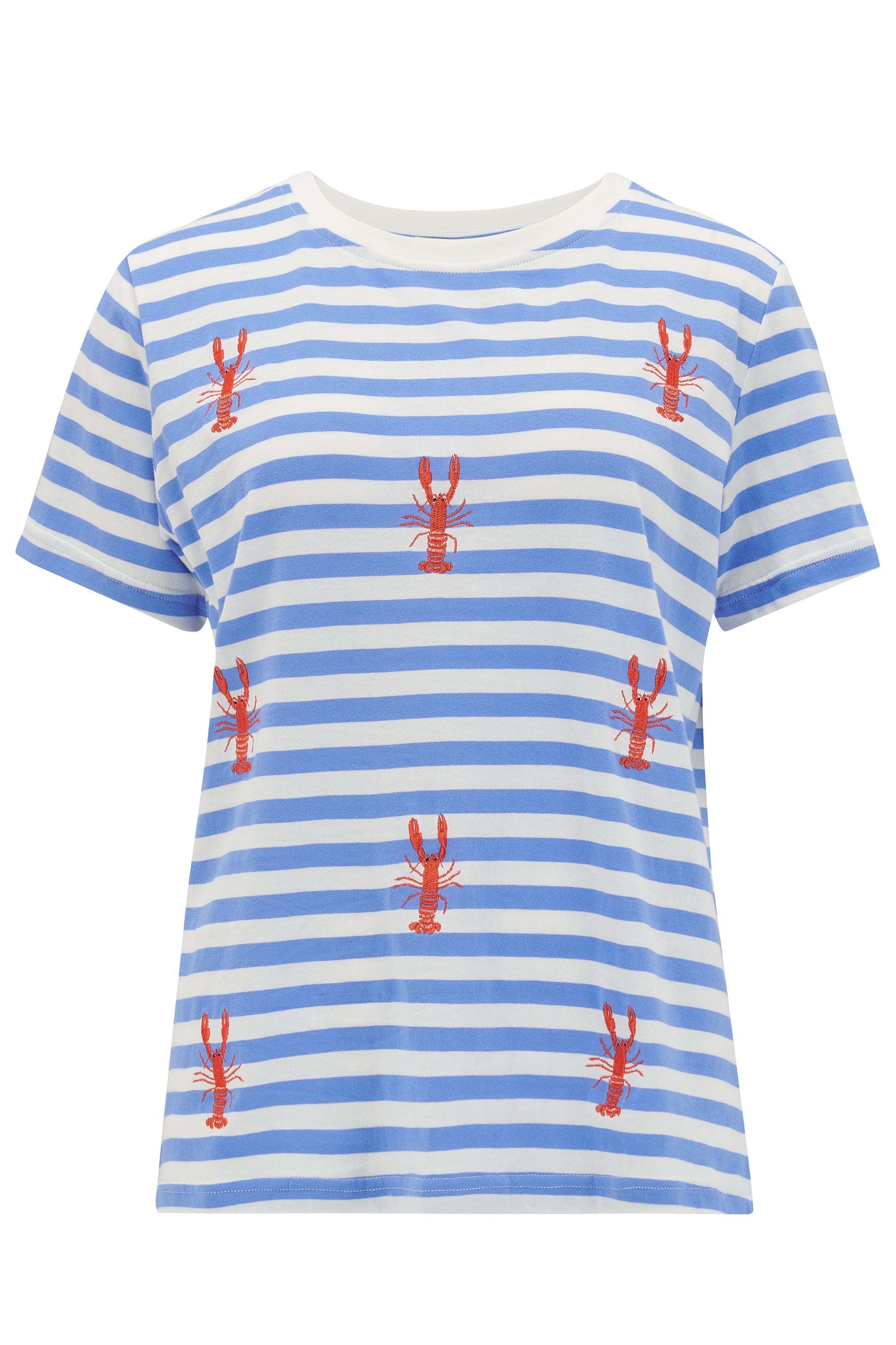 Women’s Blue / White Maggie T-Shirt Off-White/Blue, Lobster Embroidery Extra Small Sugarhill Brighton