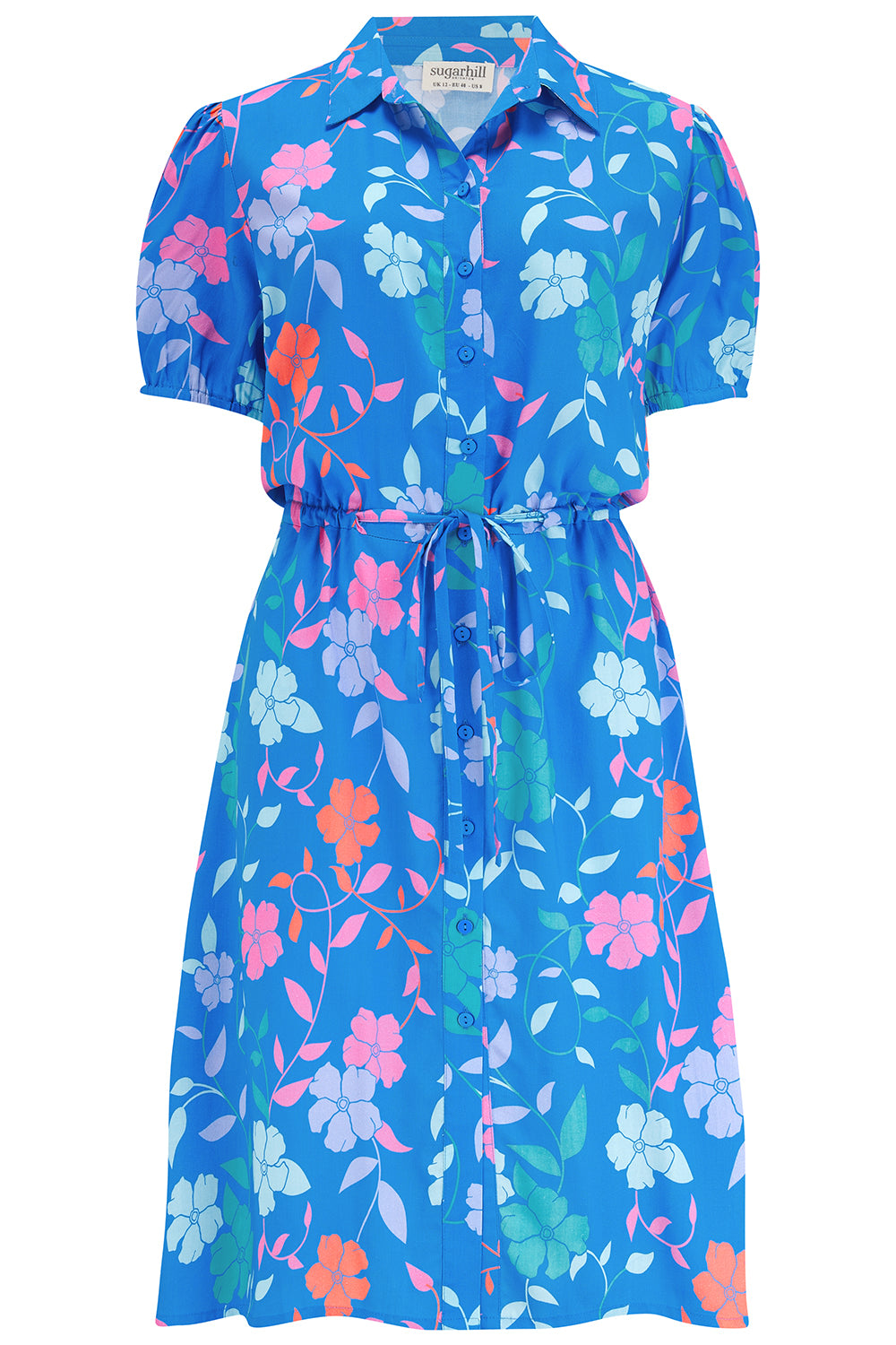 Women’s Salma Shirt Dress Blue, Rainbow Floral Vine XXL Sugarhill Brighton