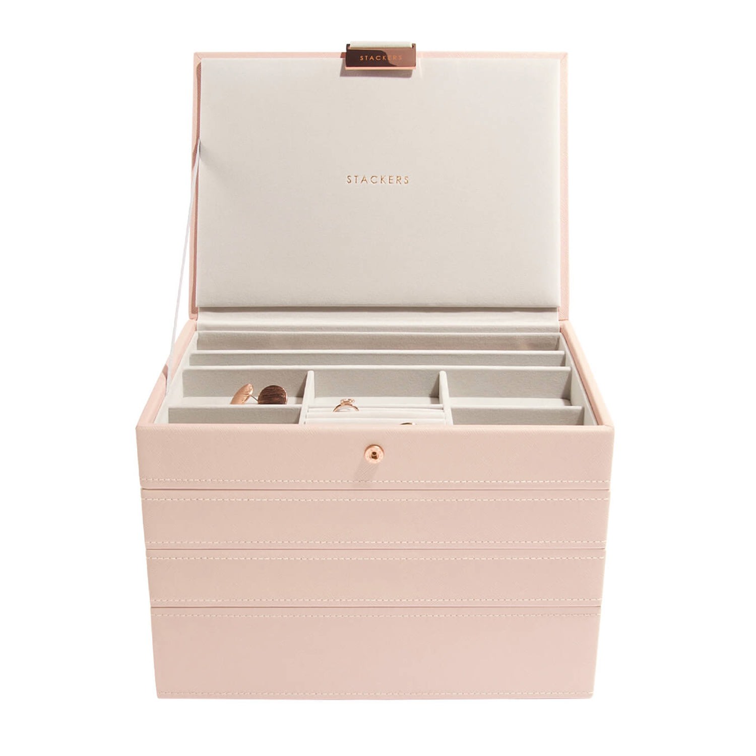 Women’s Pink / Purple / Rose Gold Blush Classic Jewellery Box Set Of 4 Stackers