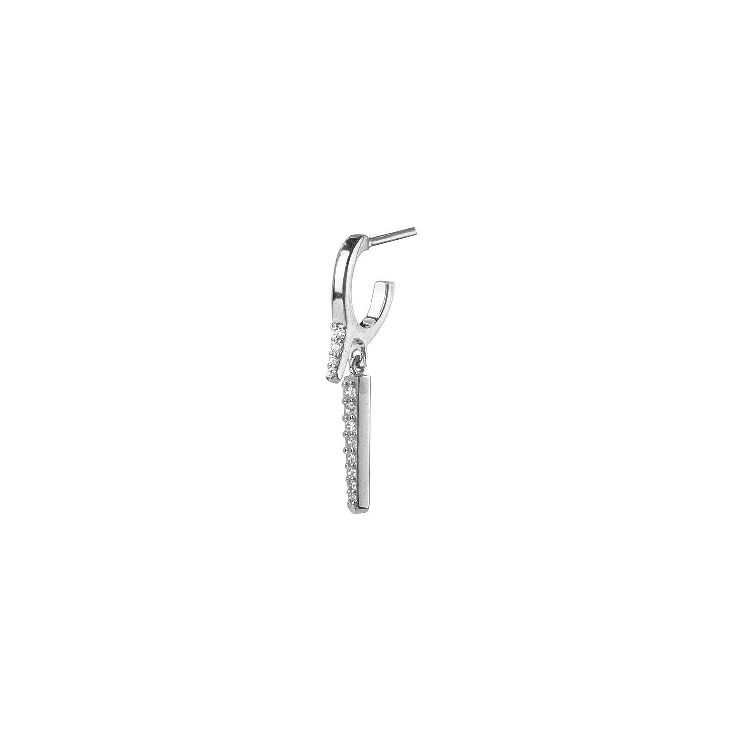 La Vie Jewelry Women's Silver Happy Line Single Hoop Earring- Antique