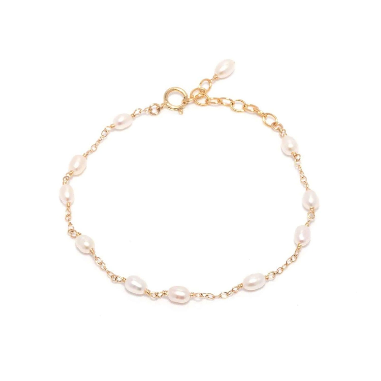 Women’s Gold / White Alexandra Rice Pearl Gold Bracelet Ella Palm