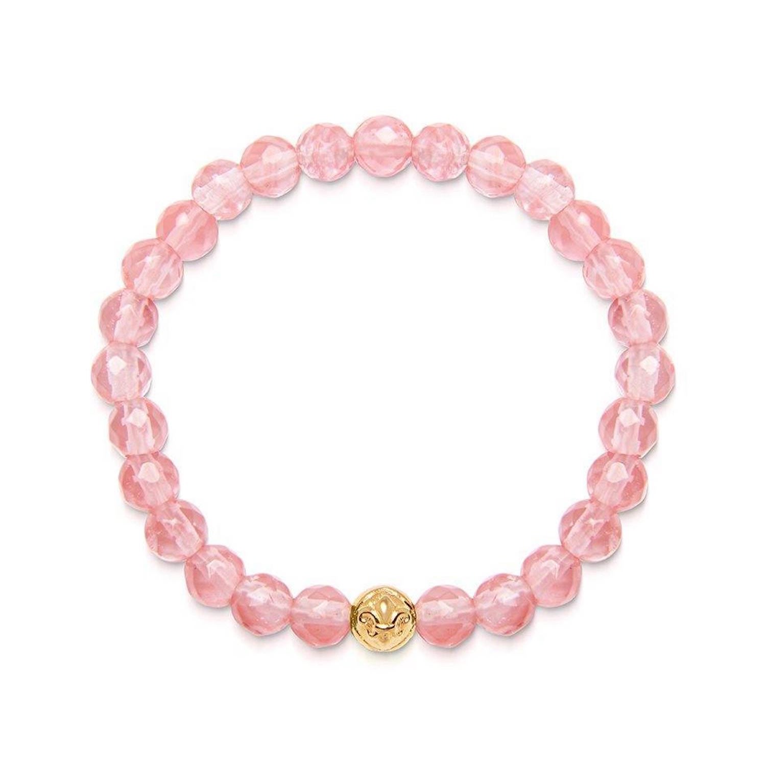 Pink / Purple / Gold Women’s Wristband With Cherry Quartz And Gold Nialaya