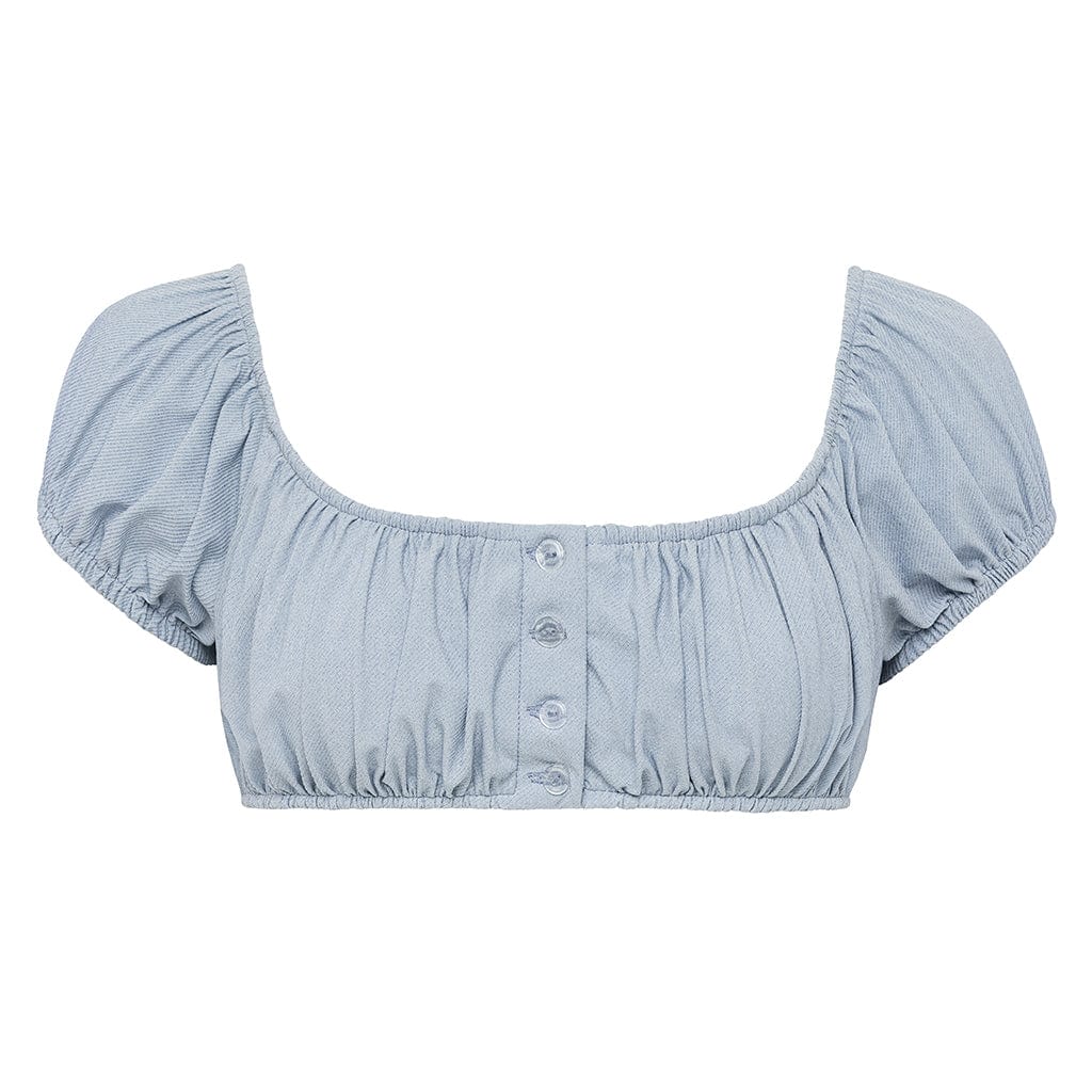 Montce Women's Blue Light Denim Bandita Bikini Top In Blue