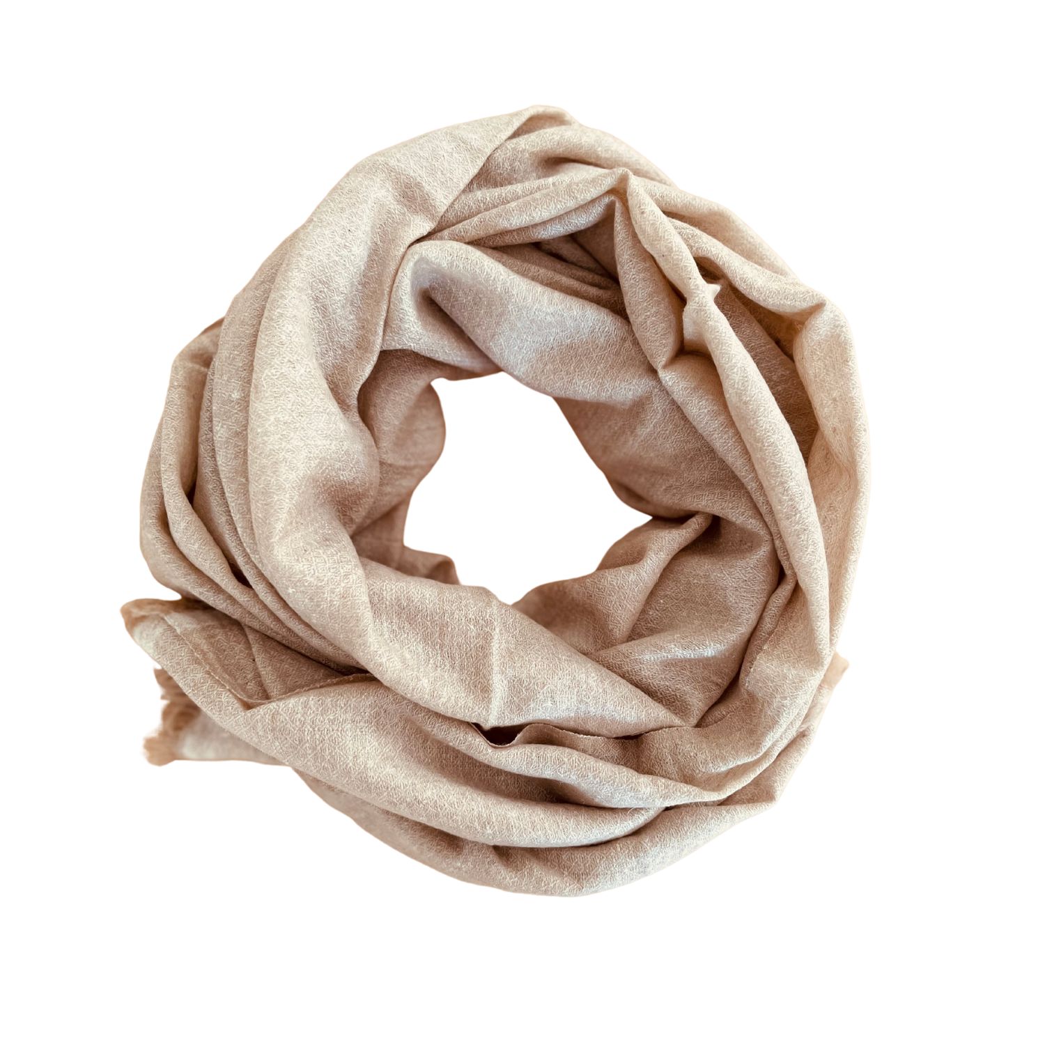 Heritagemoda Women's Neutrals / White / Brown Gi Mark Certified Undyed Ivory Beige Pashmina In White/brown