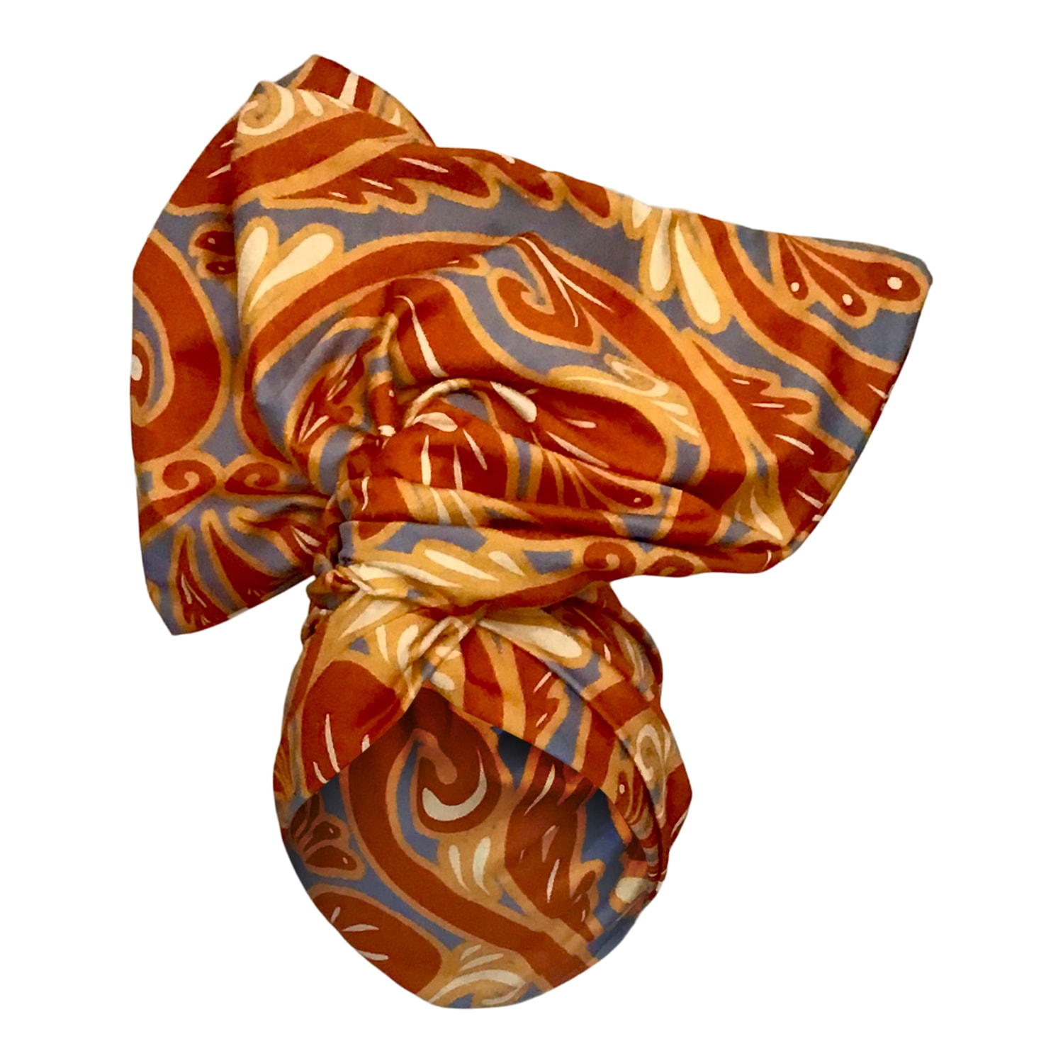 Romer Millinery Women's Gold / Blue Twisturban Turban Art Nouveau Pattern Cotton In Multi