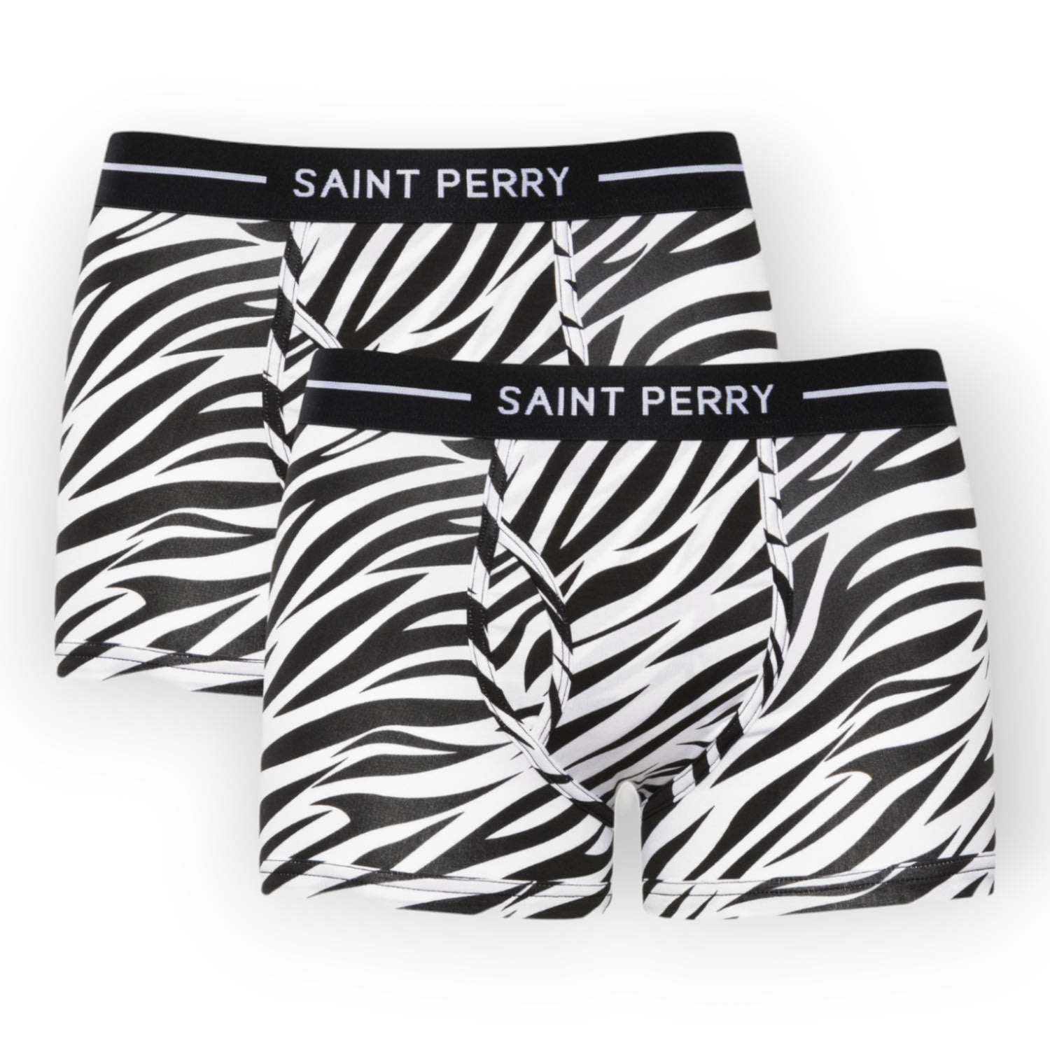 Men’s Green Zebra Boxer Brief Two Packs- White Medium Saint Perry