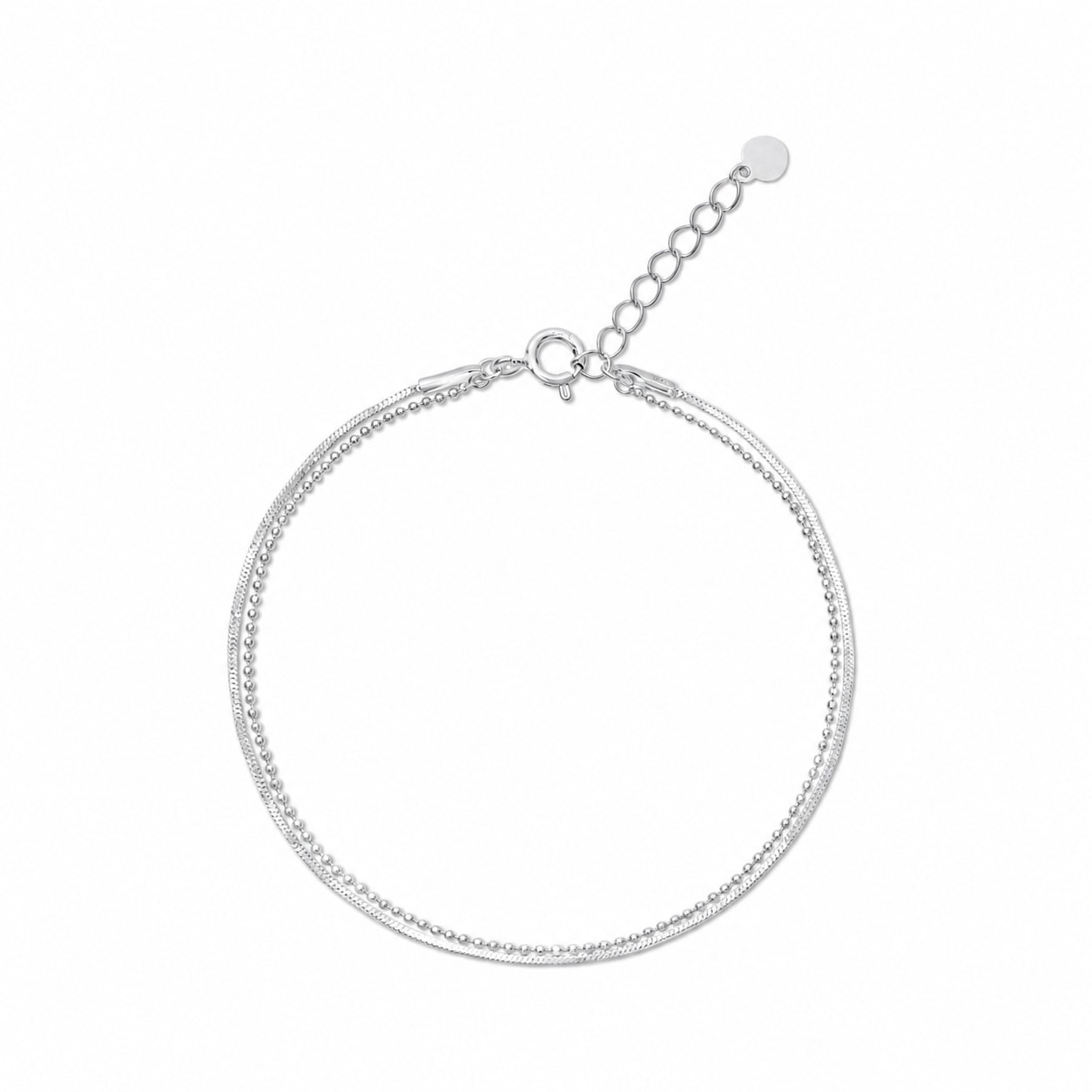 Esterah Women's Silver Beaded Double Chain Bracelet