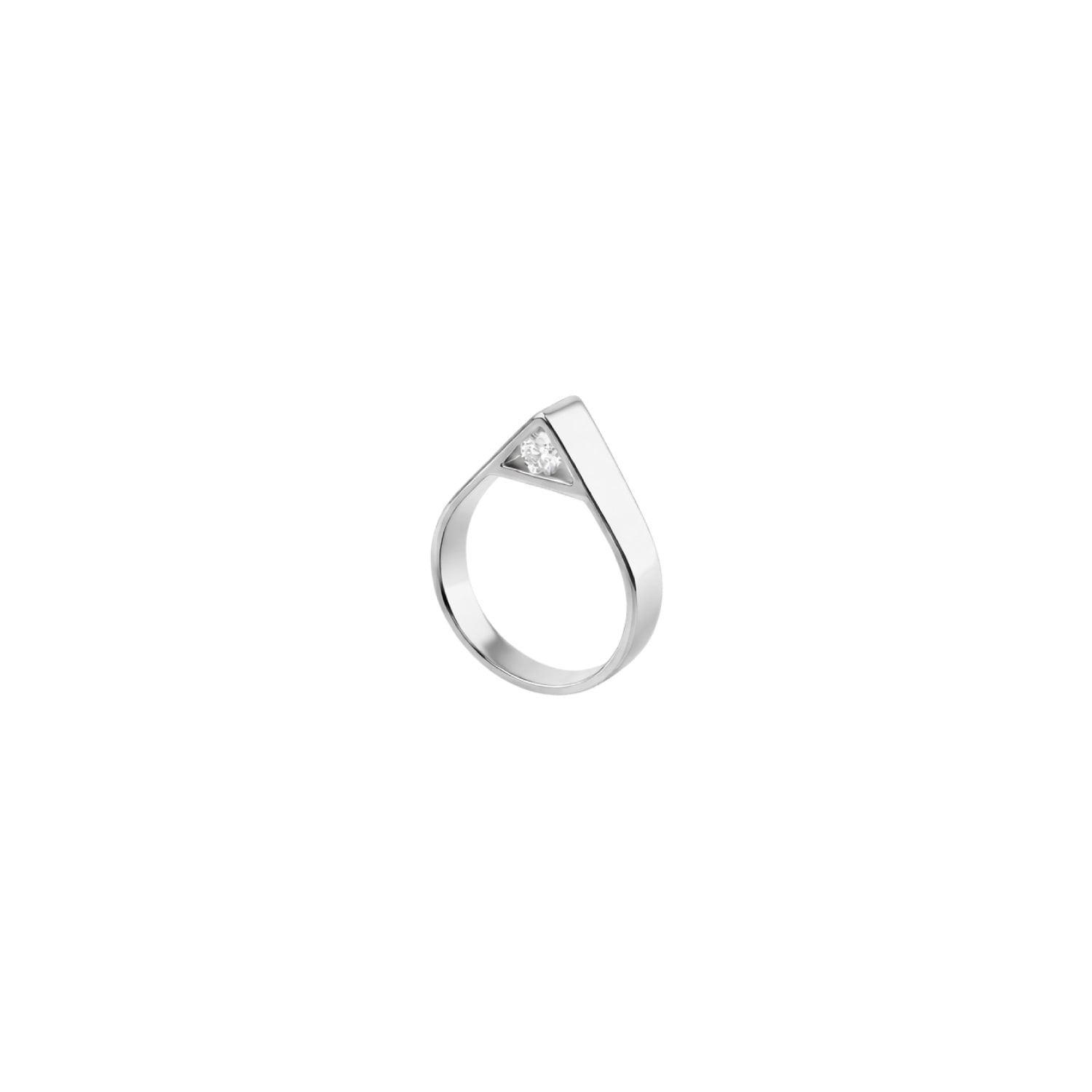Gutta Design Women's White Aim Ring Rhodium Plated