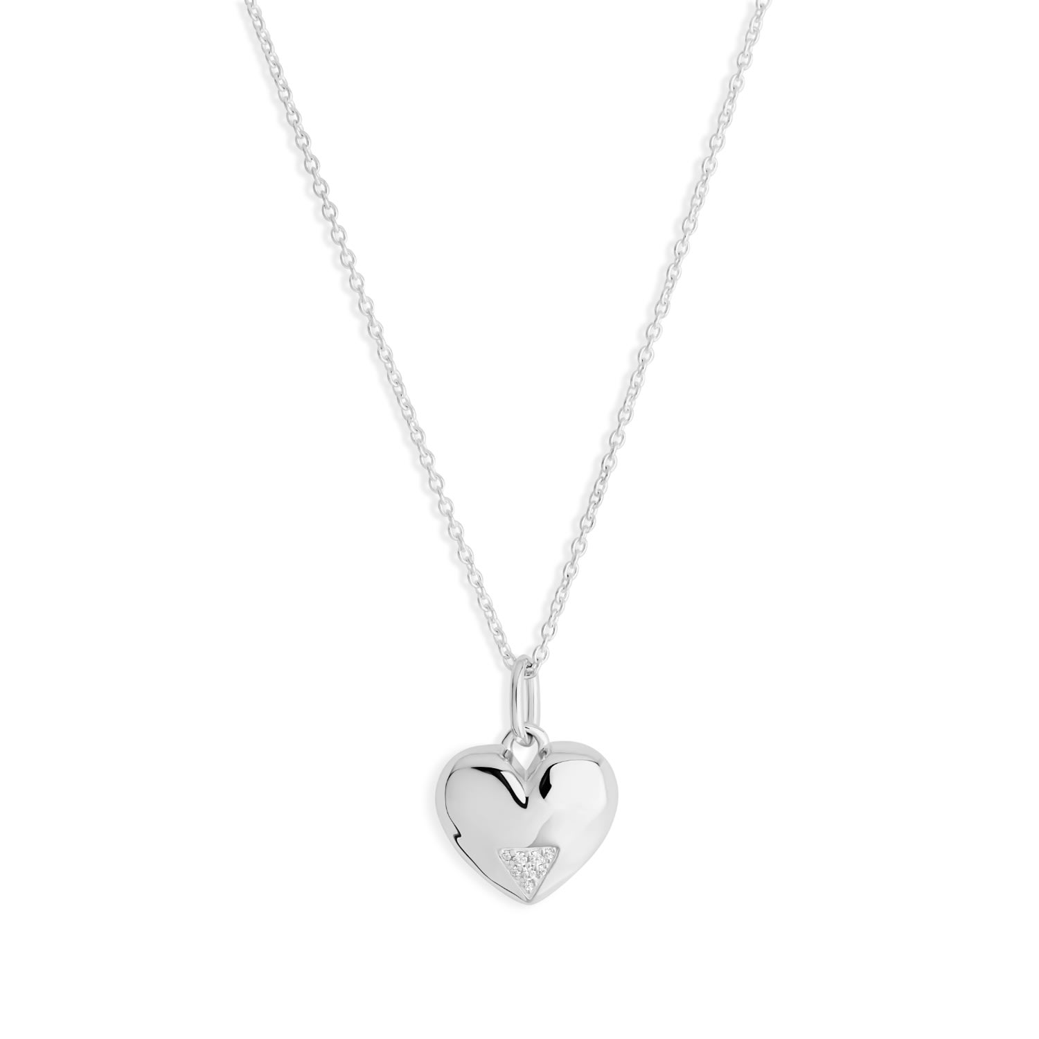 Toolally Women's Art Deco Hearts Pendant - Silver & Cubic Zirconia