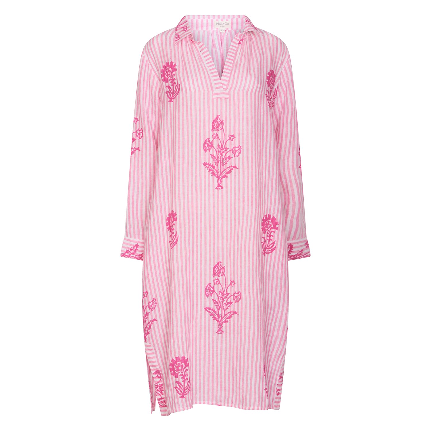 Women’s Pink / Purple / White Tourist Hand Printed Stripe Linen Dress - Pink & White Small Nologo-Chic