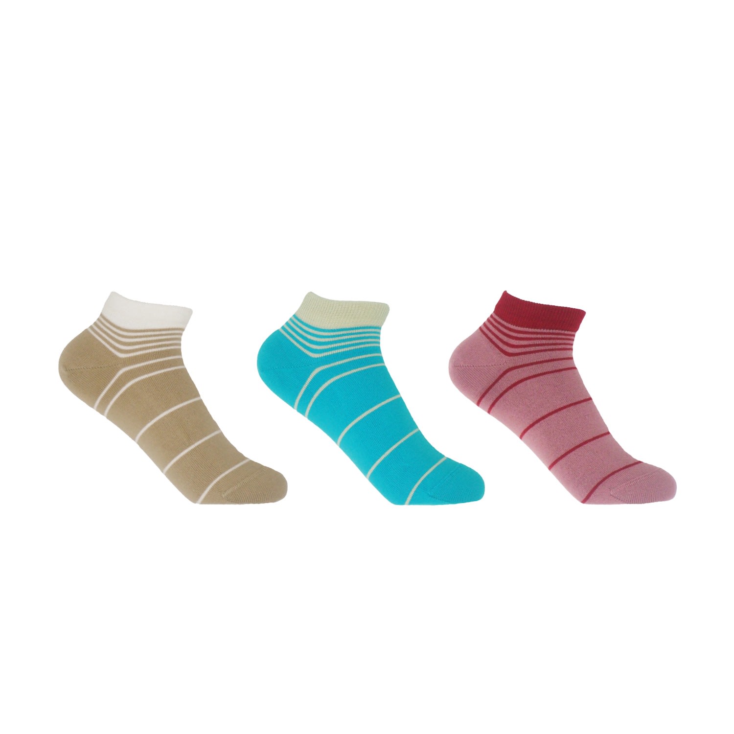 Retro Women’s Trainer Socks Bundle - Beige, Blue & Musk One Size Peper Harow - Made in England