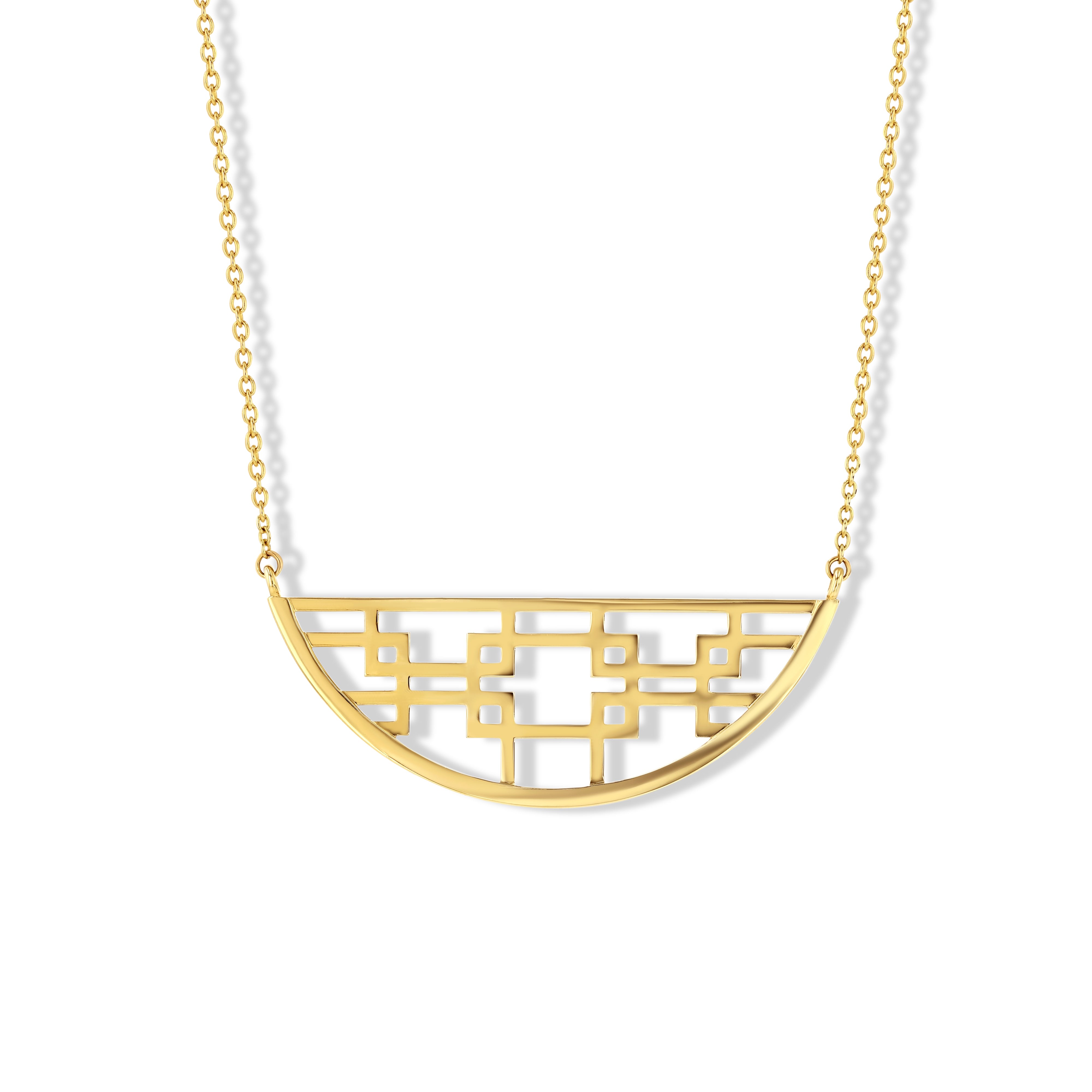 Jewelbird Women's Gold Fretwork Necklace