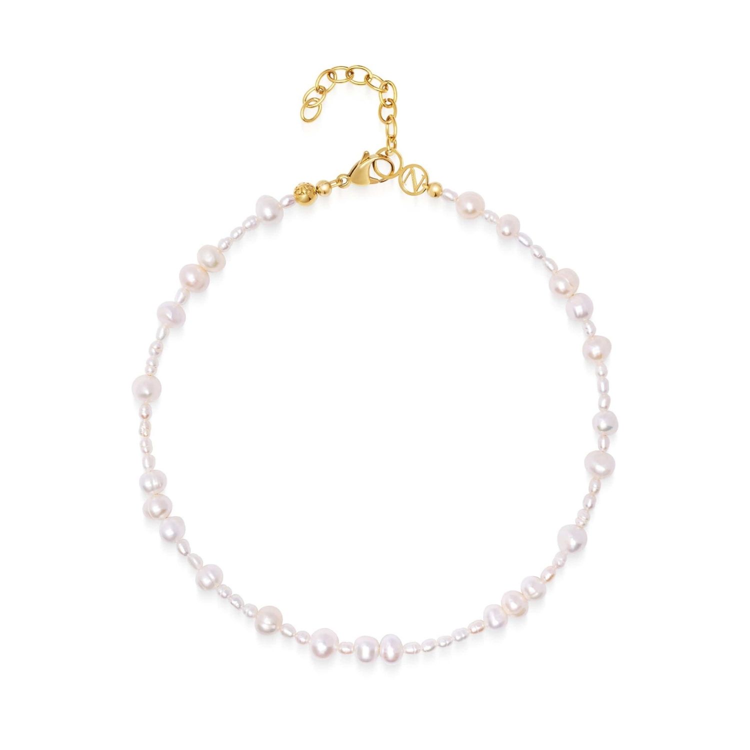 Nialaya Women's White / Gold St. Tropez Pearl Choker