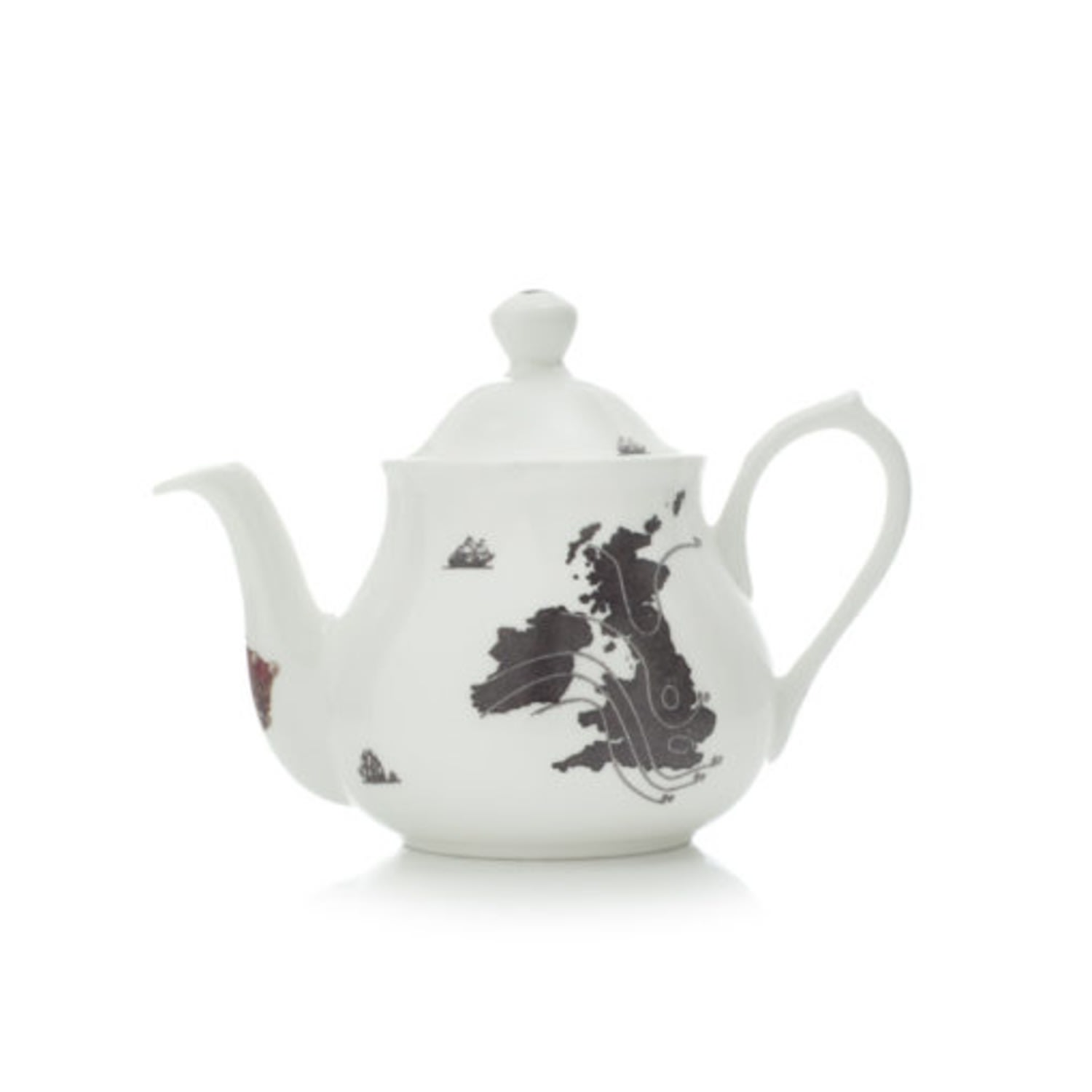 White Map Two Cup Teapot Ali Miller London