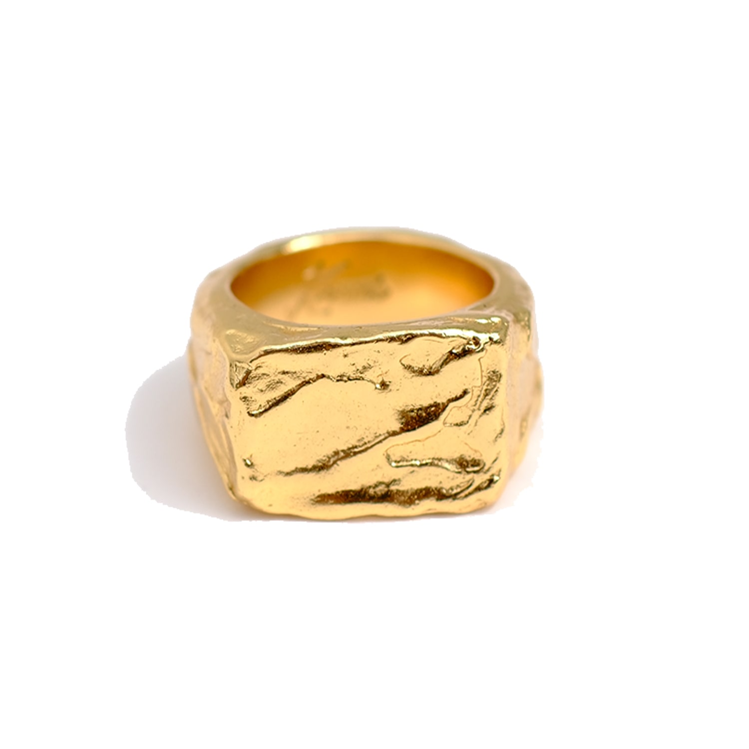 Women&rsquo;s Gold Kaomi Molten Rectangular Signet Ring | Krrush
