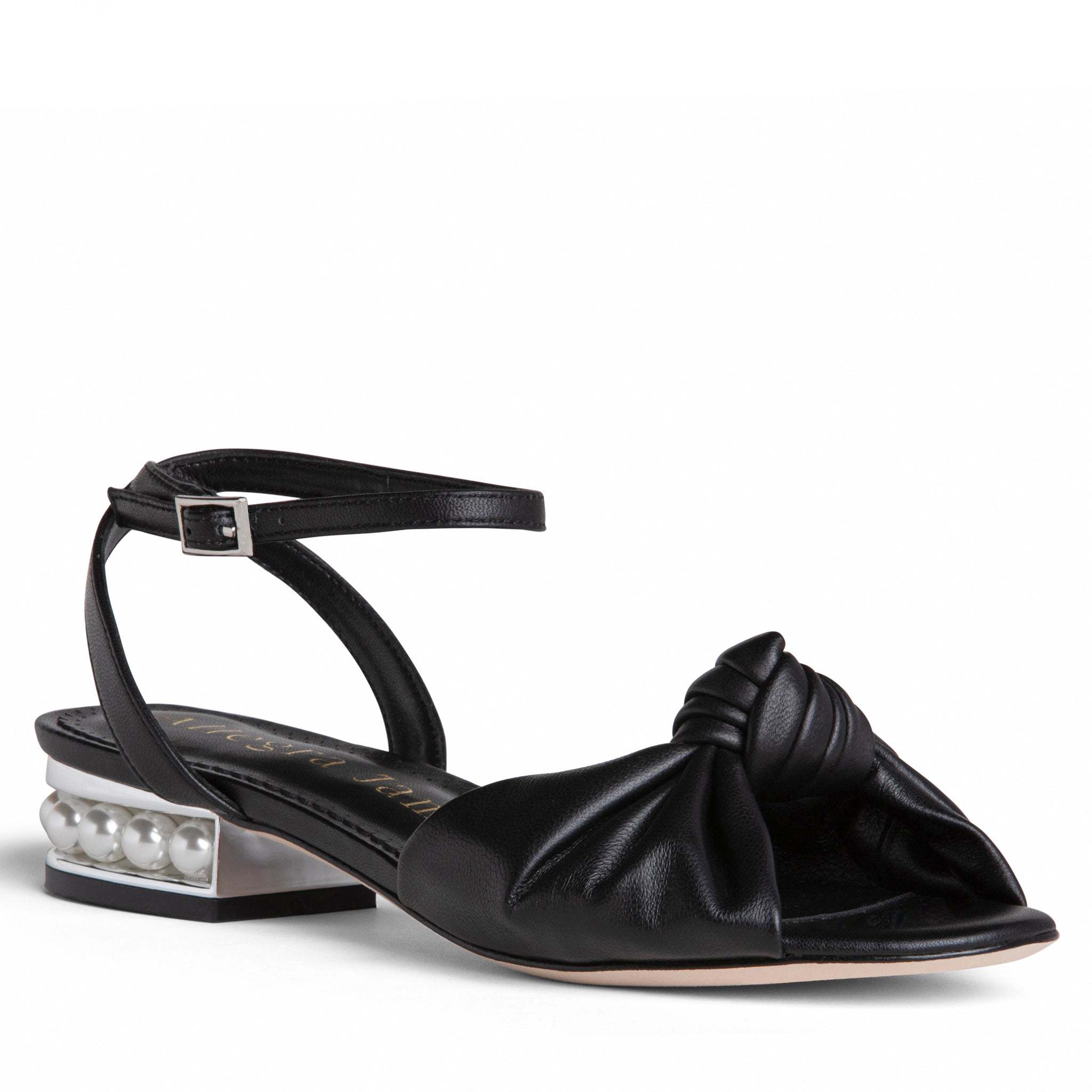 Allegra James Mina Leather Knot Sandal In Black