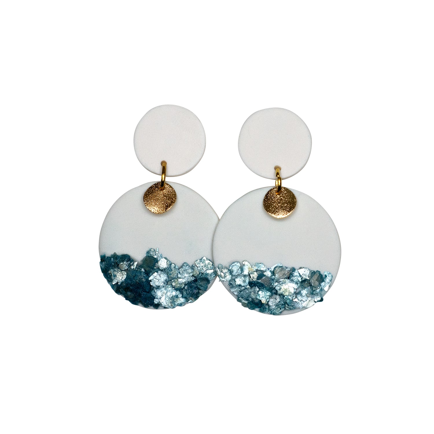 Women’s White / Blue Meritxell White And Shimmer Blue Earrings Ziolla Designs