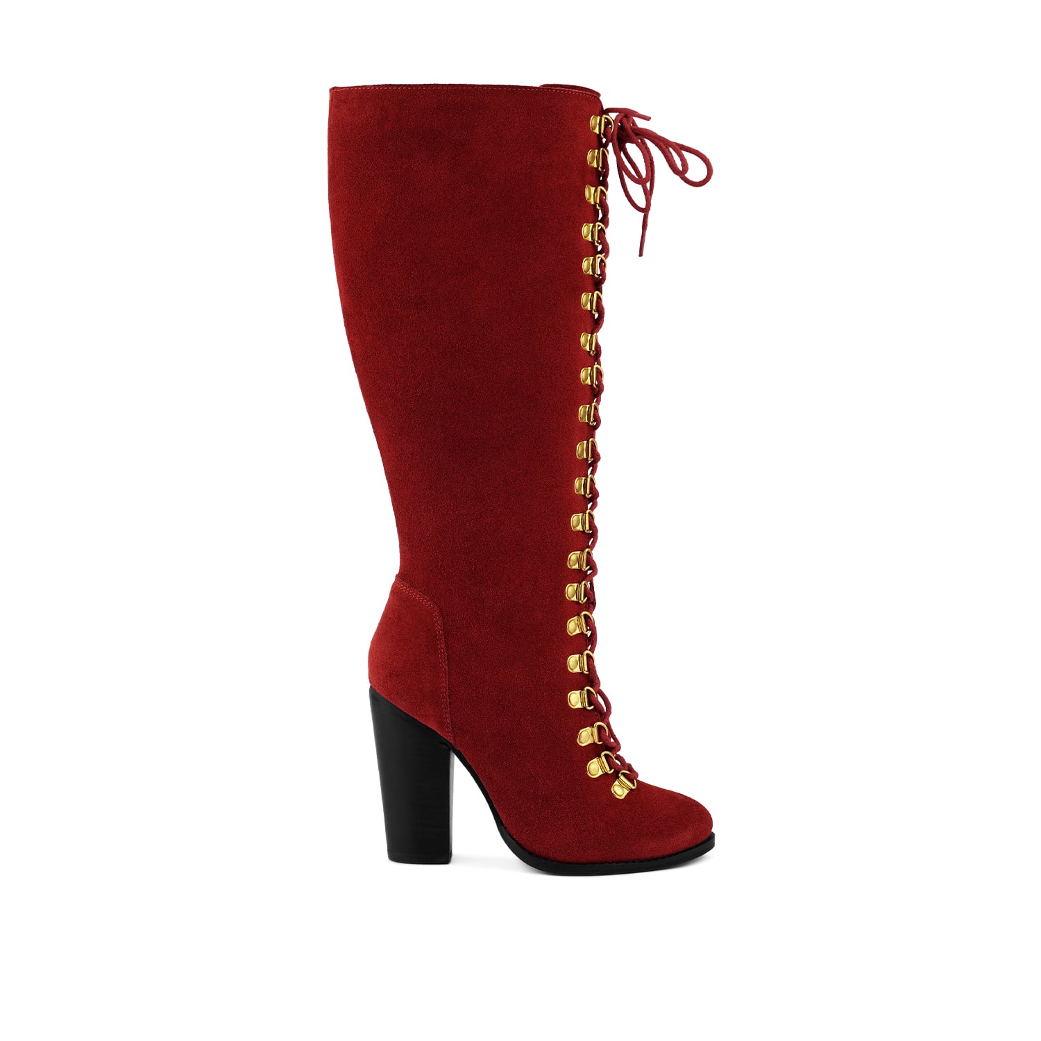Rag & Co Women's Street-slay Antique Eyelets Lace Up Knee Boots In Red By  In Burgundy