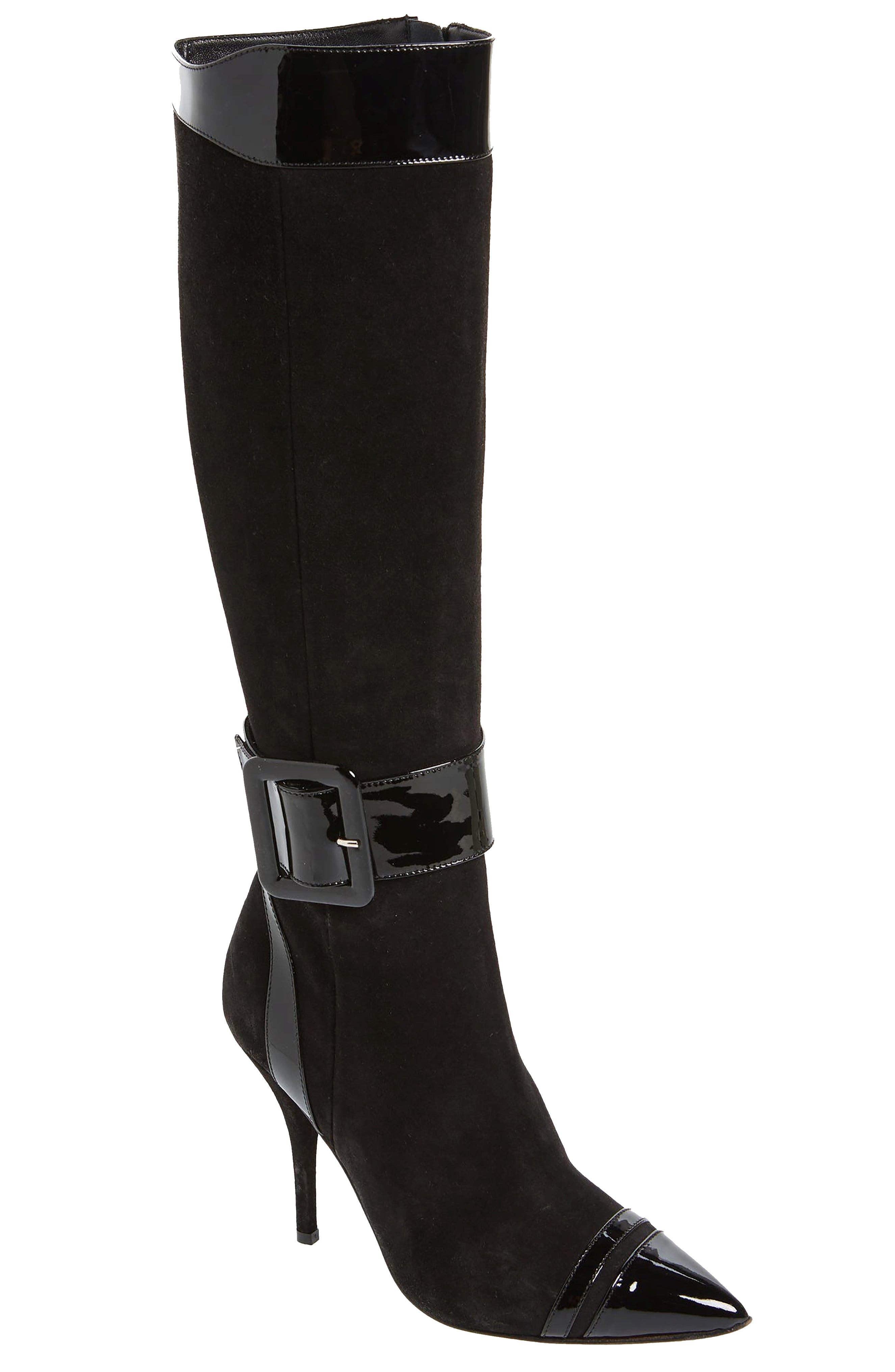 Beautiisoles By Robyn Shreiber Made In Italy Women's Alexis Black Suede Knee High Stiletto Boot Comfortable Sexy Work Valentine Evening In Black