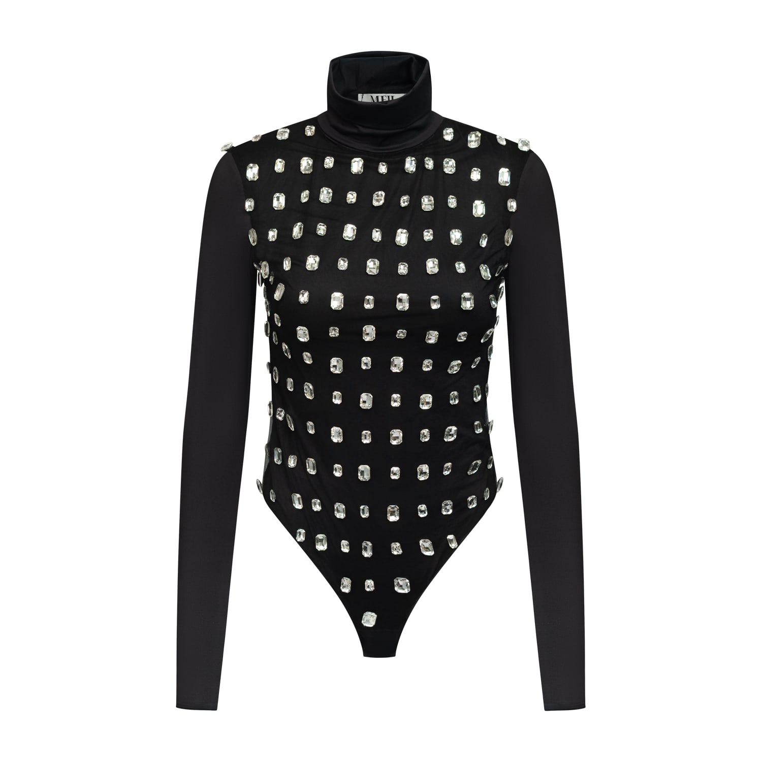 Meji Women's Black  Crystal Bodysuit In Black