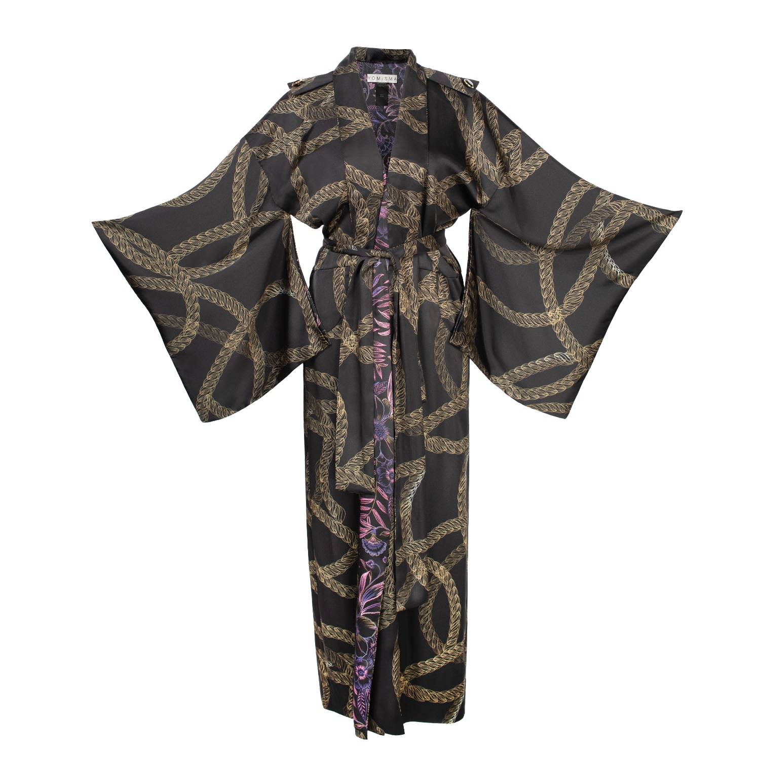 Women’s Gold / Black Justine Signature Kimono Duster Xs/S Yomisma