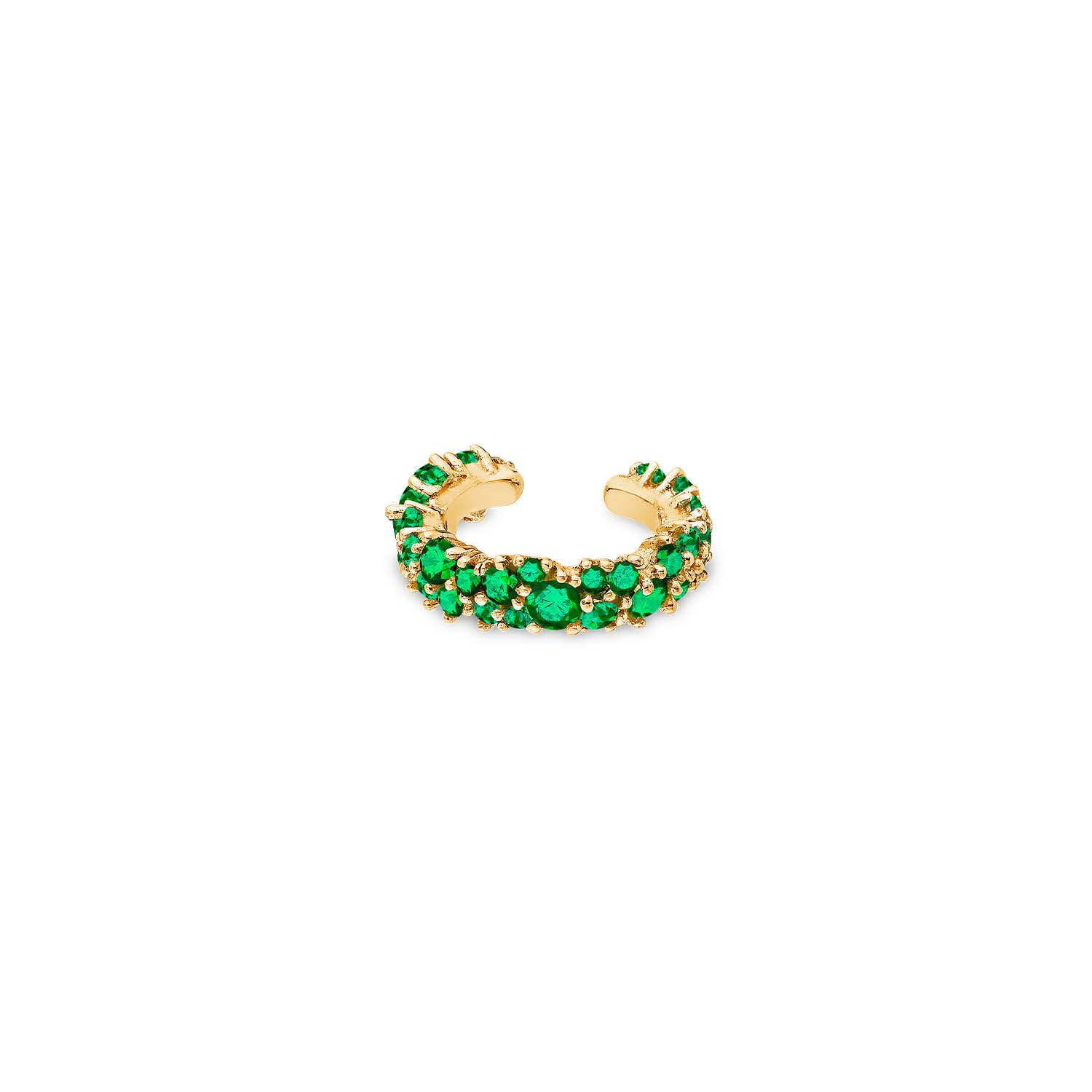 Sally Skoufis Women's Gold / Green Cosmic Ear Cuff With Man Made Emeralds In 18k Gold Vermeil In Multi
