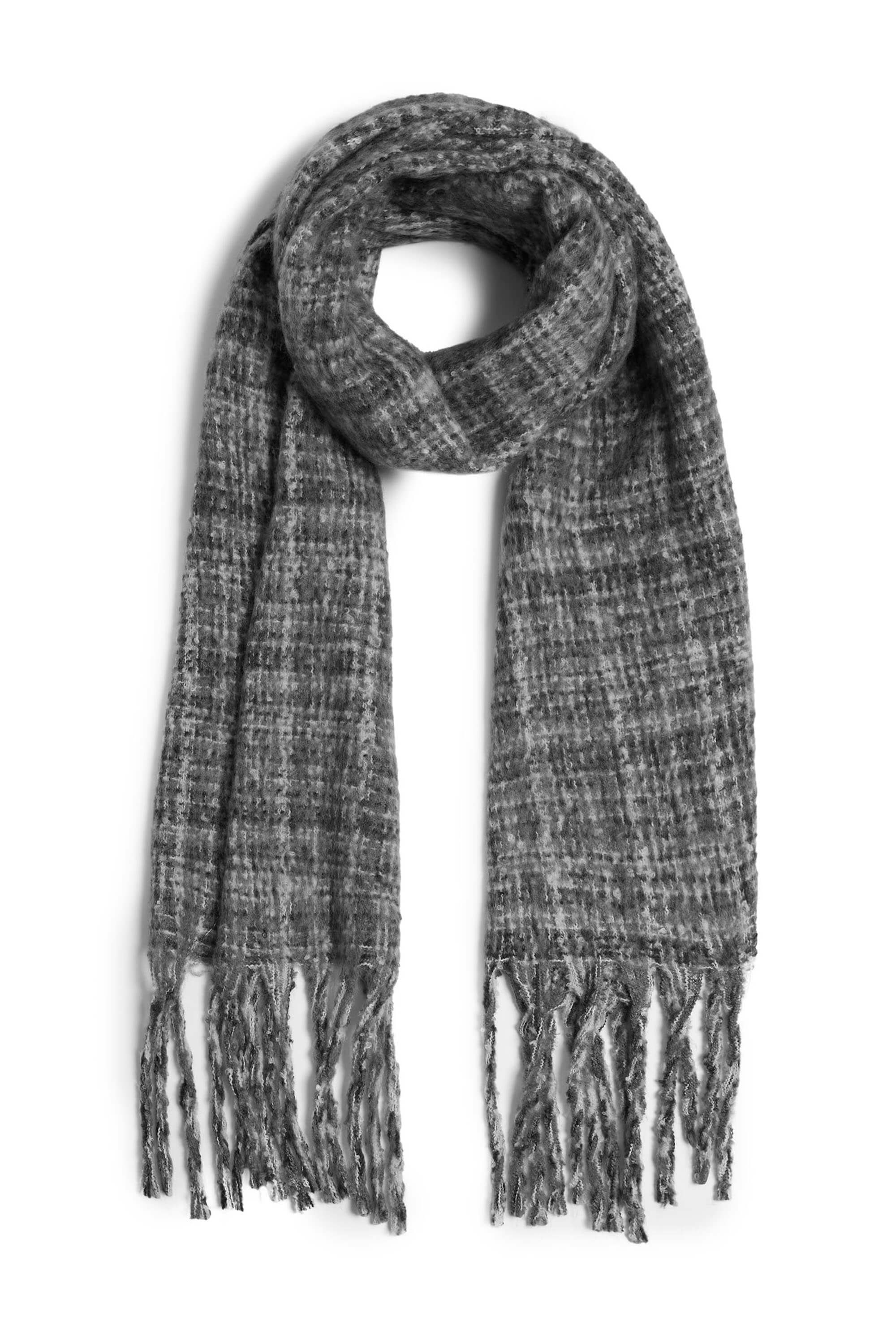 James Lakeland Women's Black / Grey Check Detail Blanket Scarf Grey-black In Black/grey