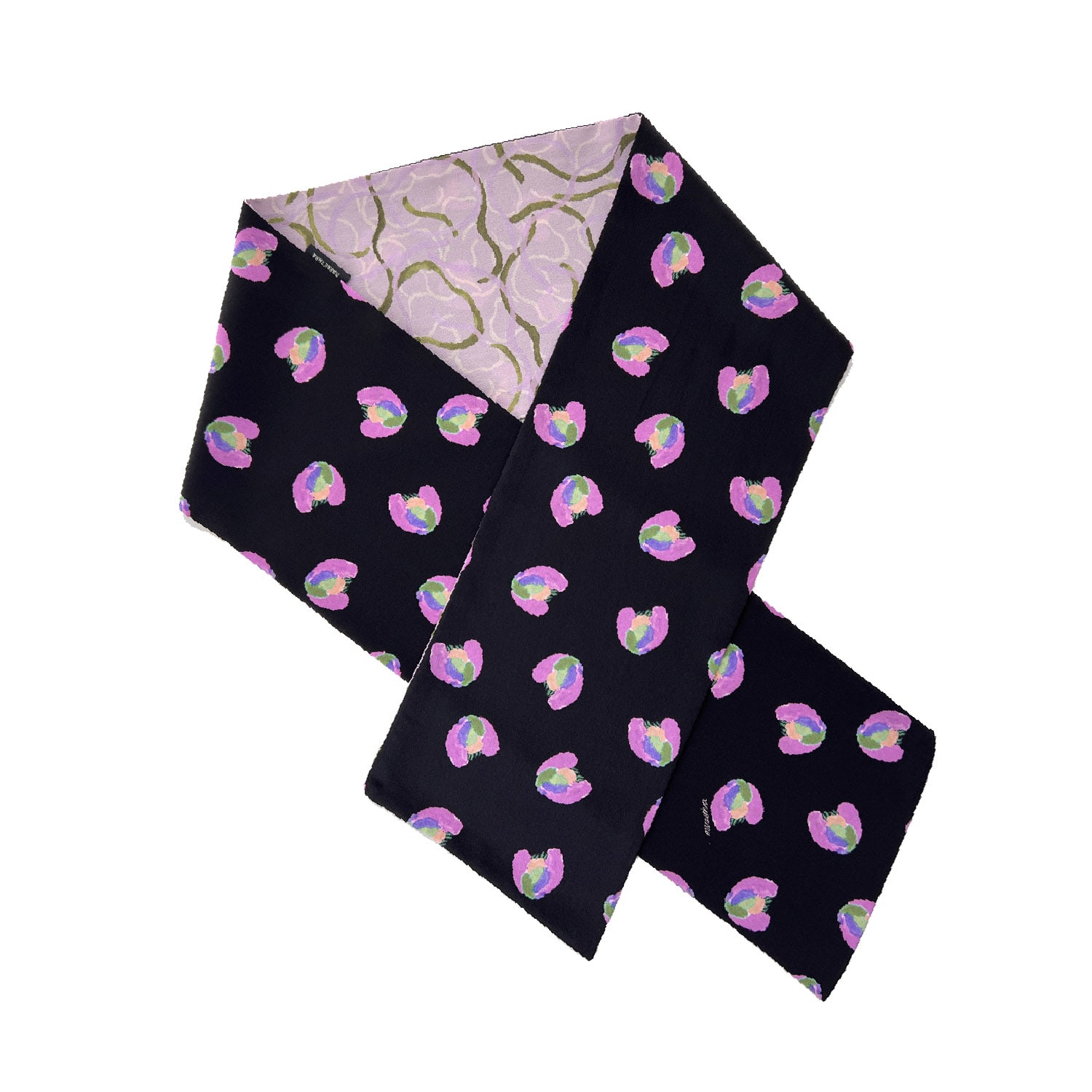 Maraethra Women's Grow Your Heart Wide Silk Tie Scarf In Black/green/pink/purple