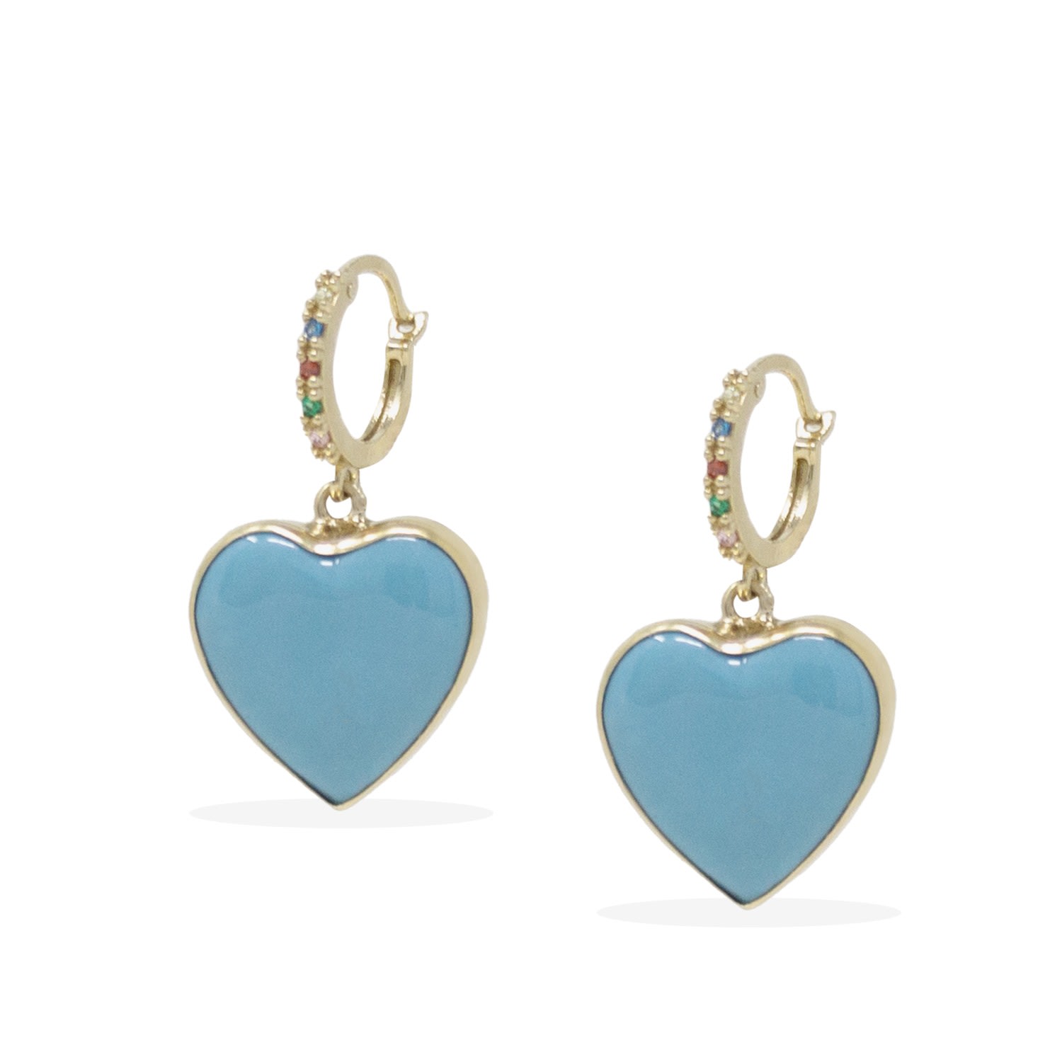 Women’s Gold / Blue Love Is A Rainbow Gold Vermeil Turquoise Hoop Earrings Vintouch Italy