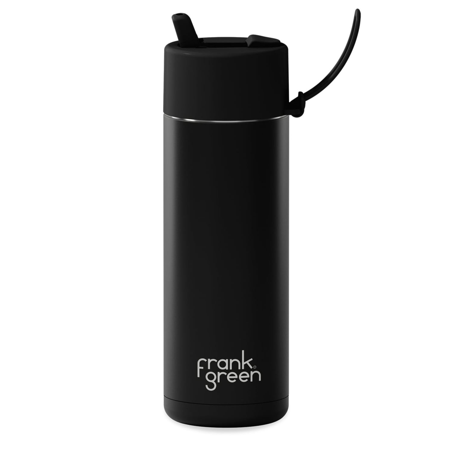 Frank Green Black 20oz Stainless Steel Ceramic Reusable Bottle Midnight With Flip Straw Lid In Black