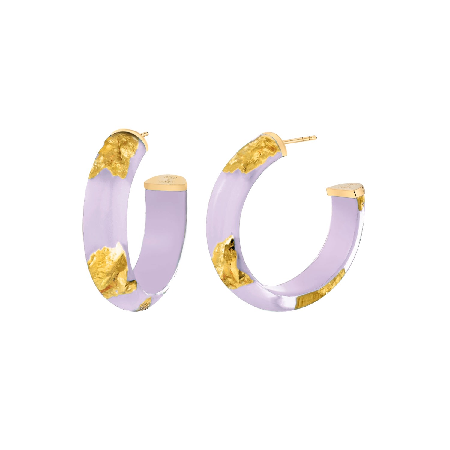 Women’s Gold / Pink / Purple Gold Leaf Hoops In Lavender Gold & Honey