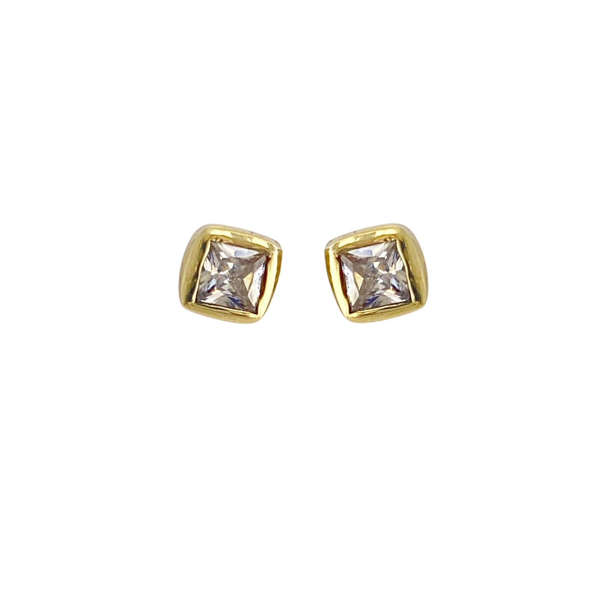 Women’s Gold Pegasus Princess Cut Diamond Stud Earrings Lily Flo Jewellery