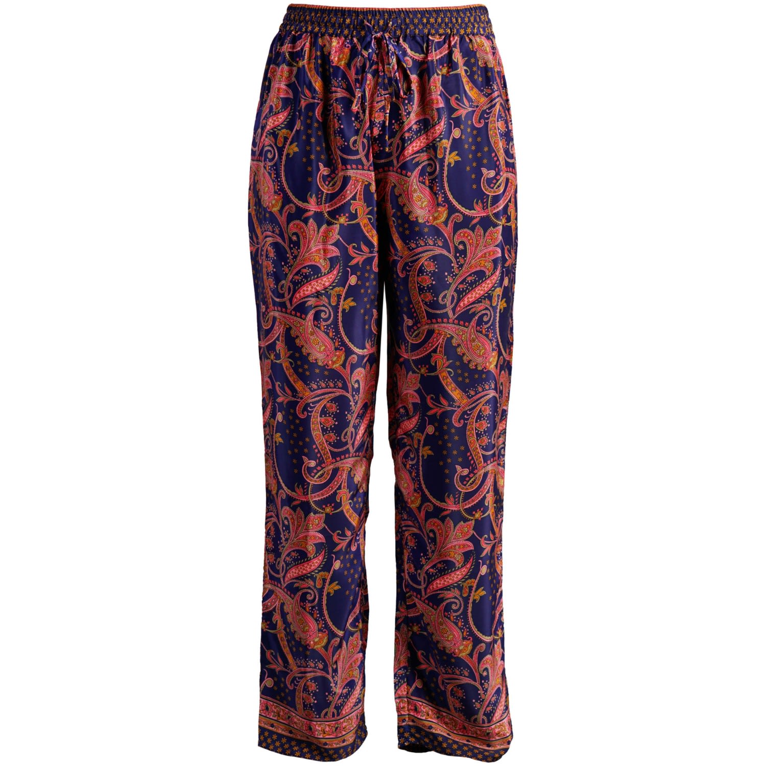 Women’s Pink / Purple Farrah Lightweight Silky Elasticated Waist Trousers Pink & Navy Paisley M/L Antonia York