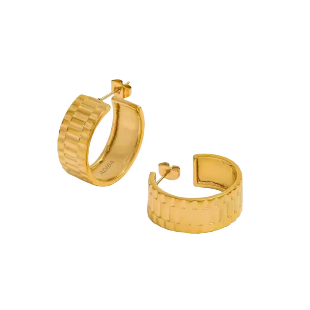 Adiba Women's The Textures Gold Plated Stainless Steel Hoop Earrings