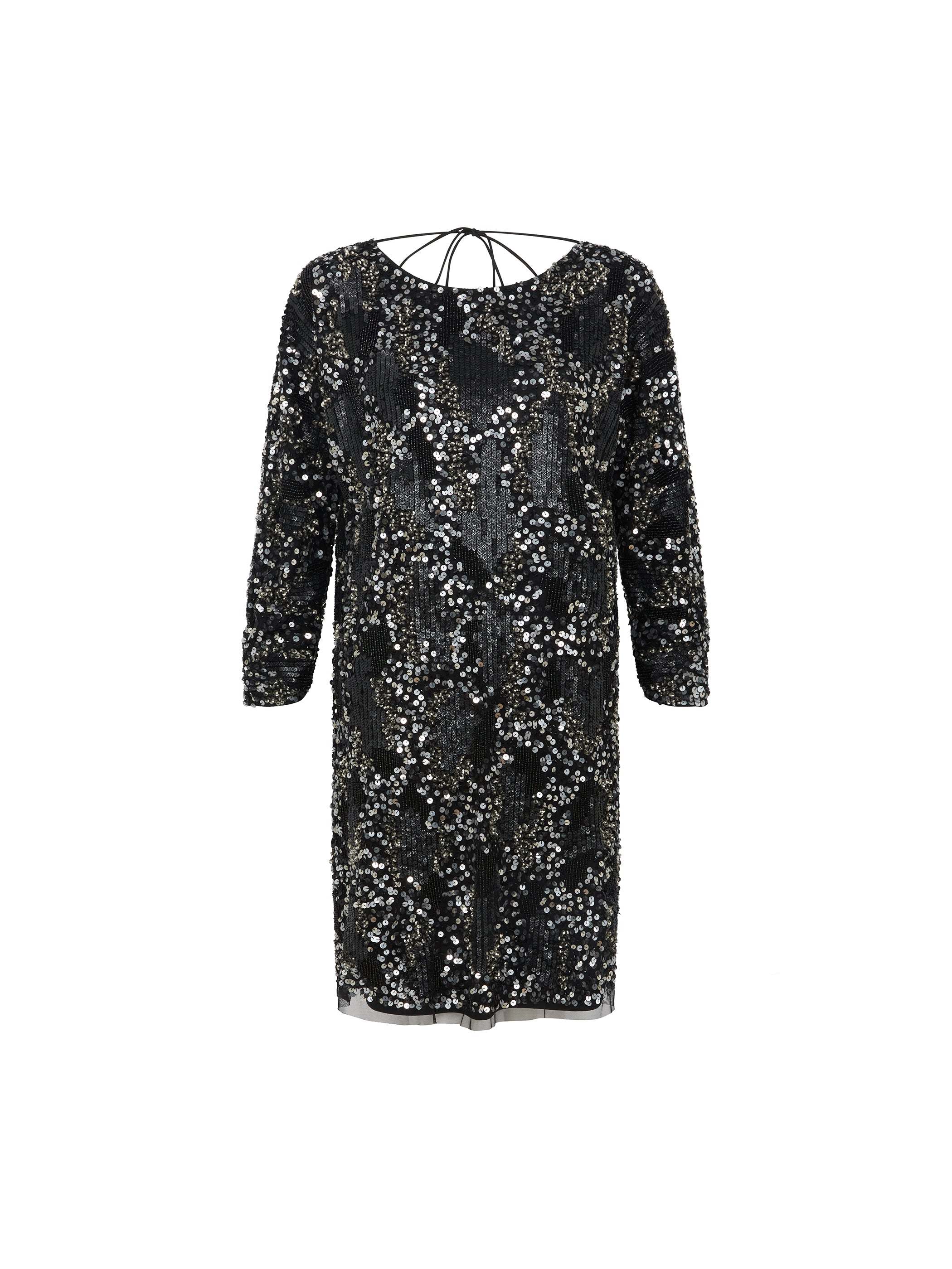 Rose & Nancy Women's Black / Silver Eden Beaded Mini Dress In Blue