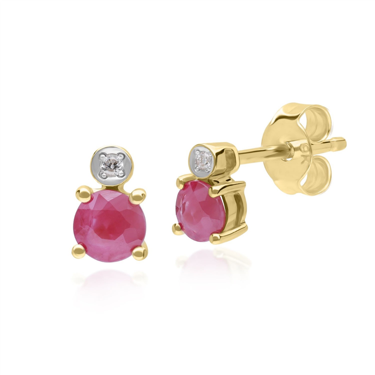 Women’s Gold / Red Ruby And Diamond Earrings In Yellow Gold Gemondo