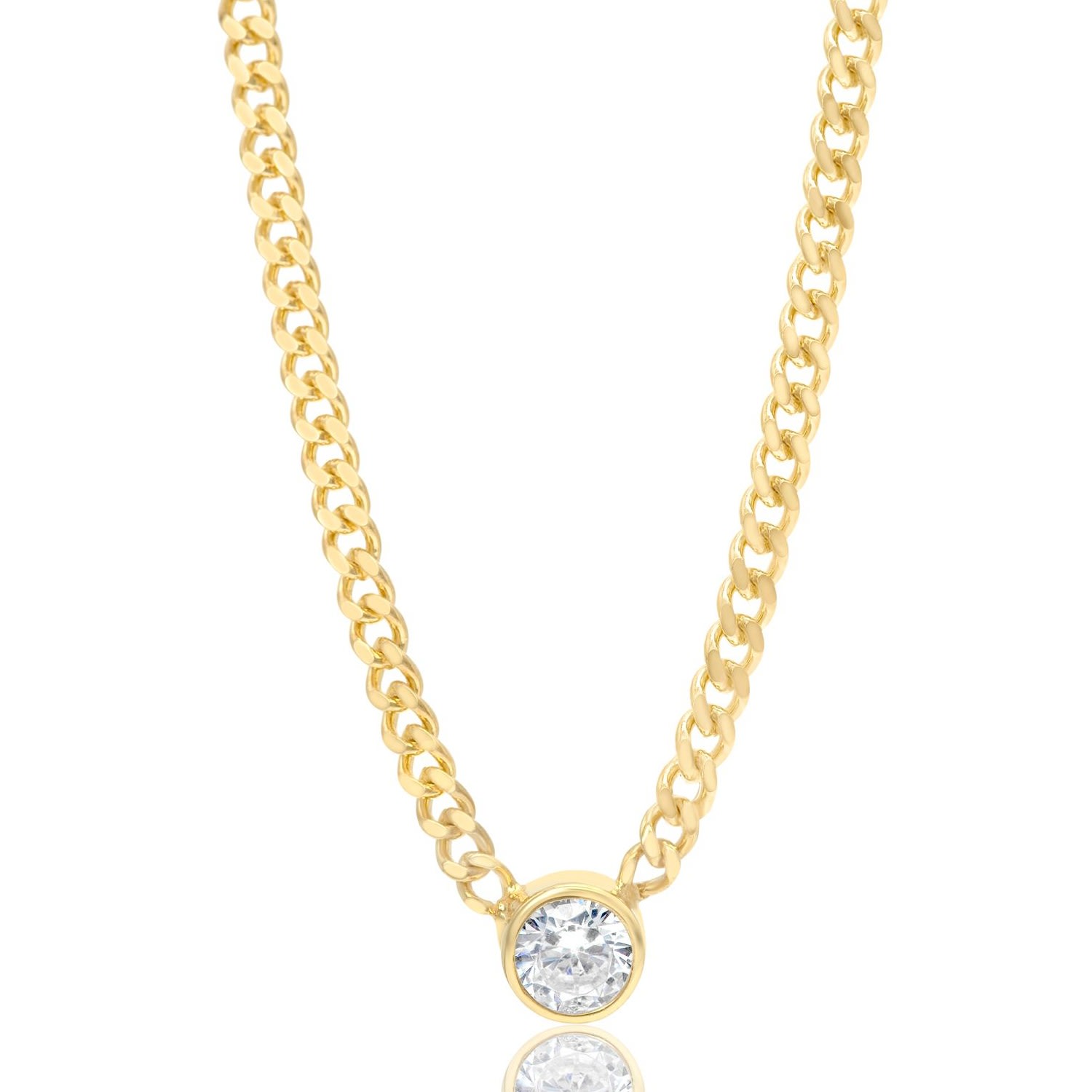 Shymi Women's Gold Fancy Shape On A Curb Chain - Round