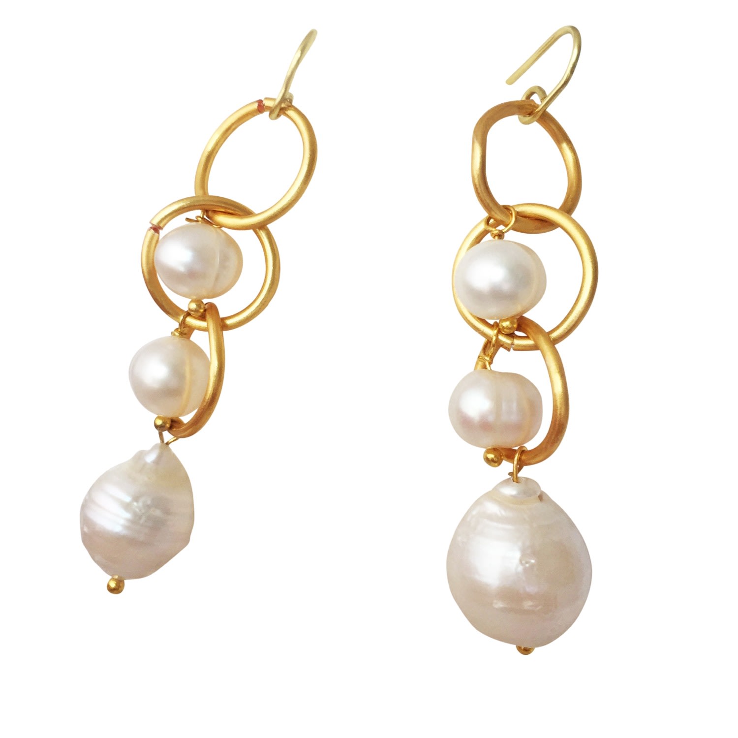 Lily Flo Jewellery Women's Eternity Solid Gold Pearl Drop Earrings