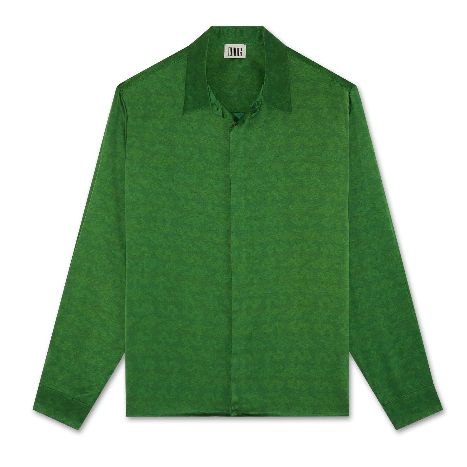 Men’s Green Resort Cloud Long Sleeve Silk Shirt Formal Garden Extra Large Ning Dynasty