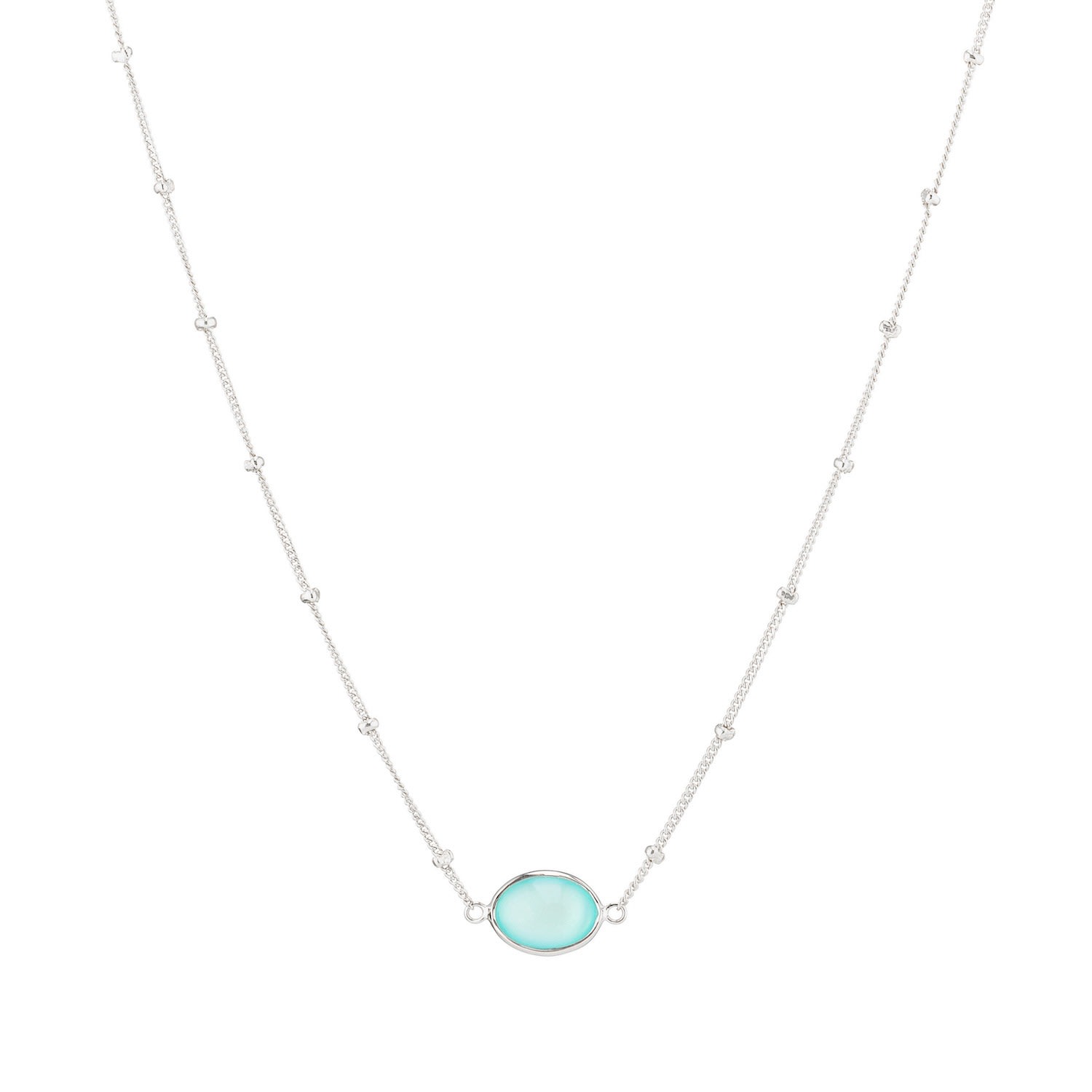 Auree Jewellery Women's Blue Pollara Aqua Chalcedony & Silver Beaded Necklace In White