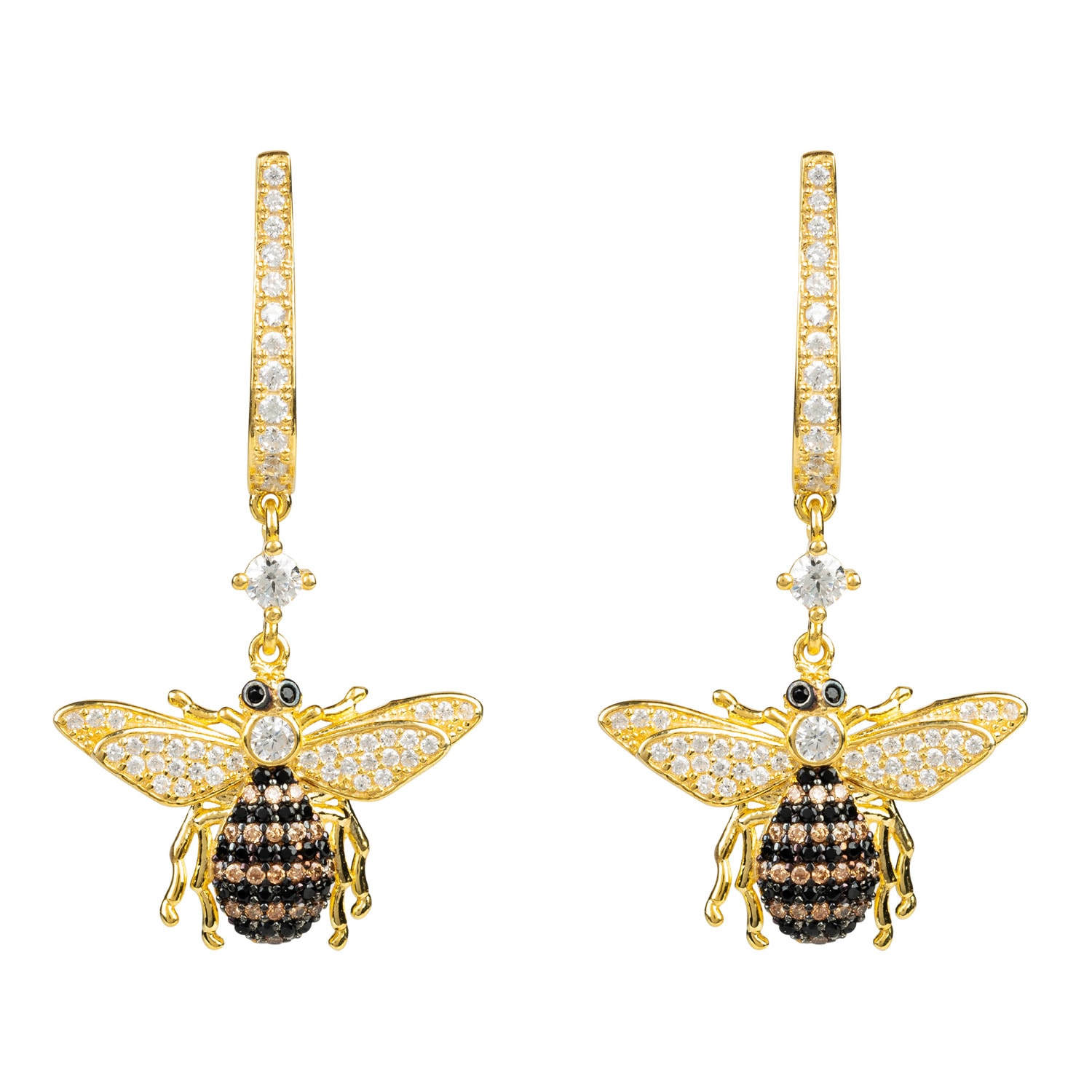 Women’s Honey Bee Drop Earrings Gold Latelita