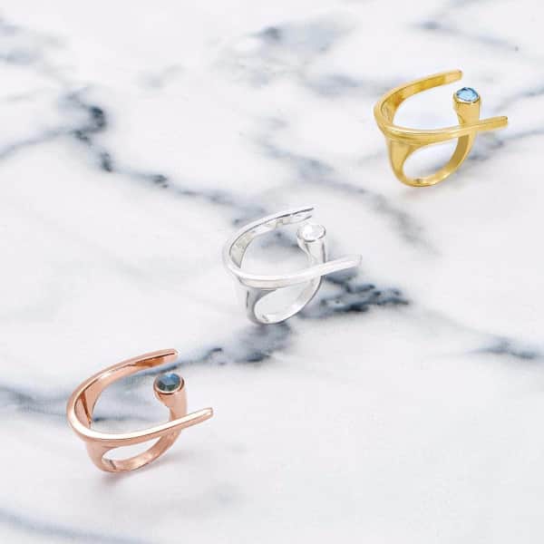 Neola Lunaria Gold Cocktail Ring With Blue Topaz In Cocktail