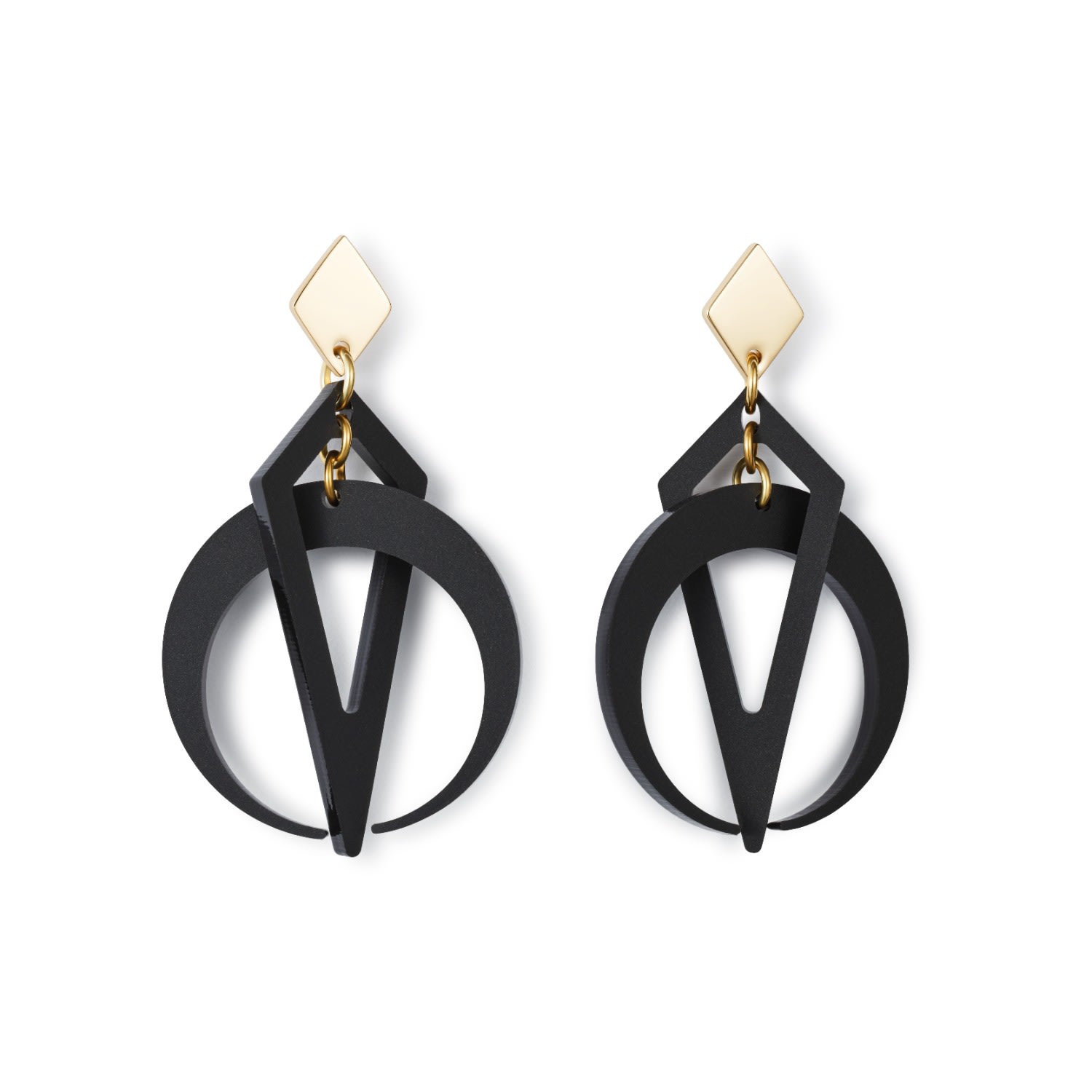 Toolally Women's Petite Crescent Hoop Earrings - Black In Black