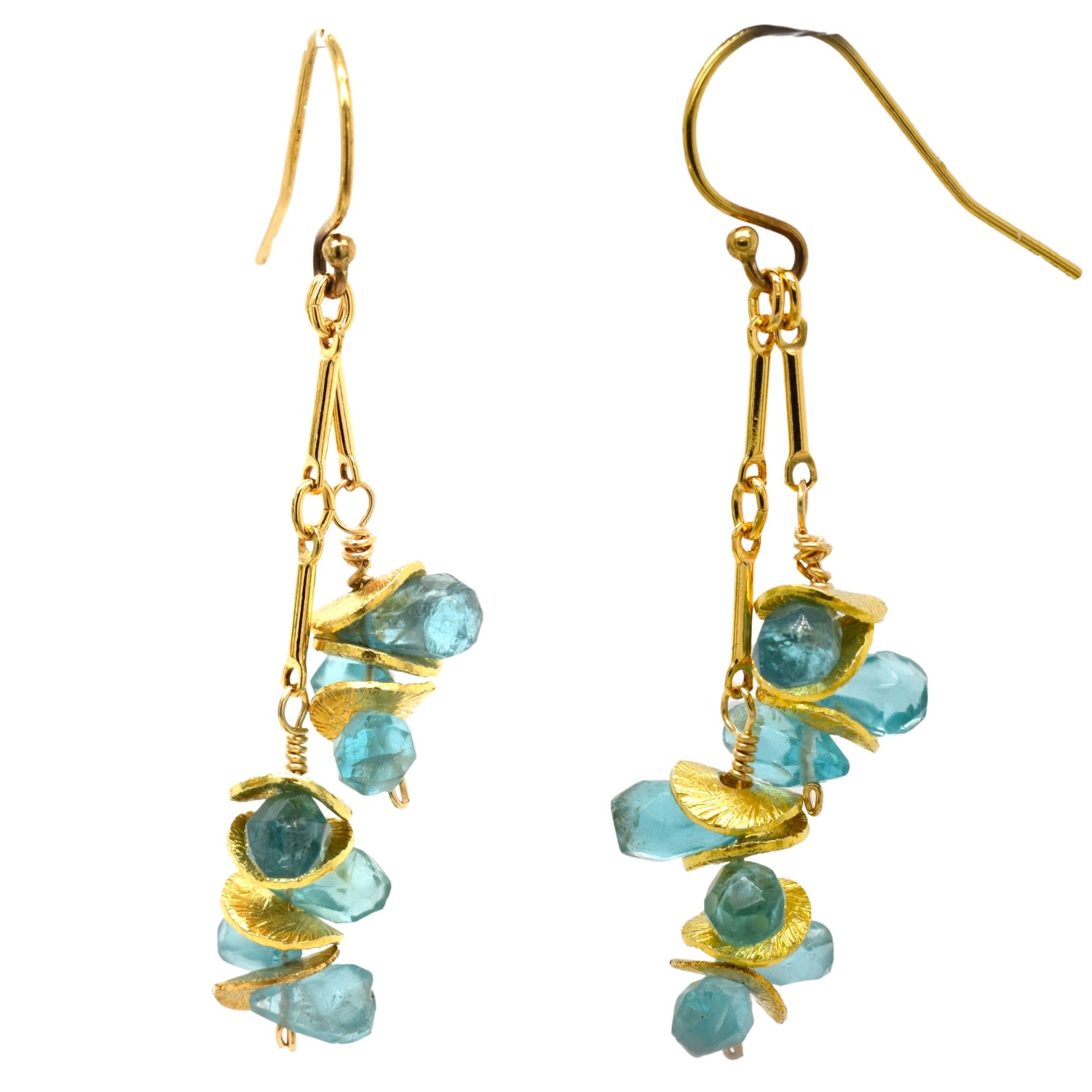 Lori Kaplan Design Women's Gold / Blue Aqua Apatite Earrings In Multi