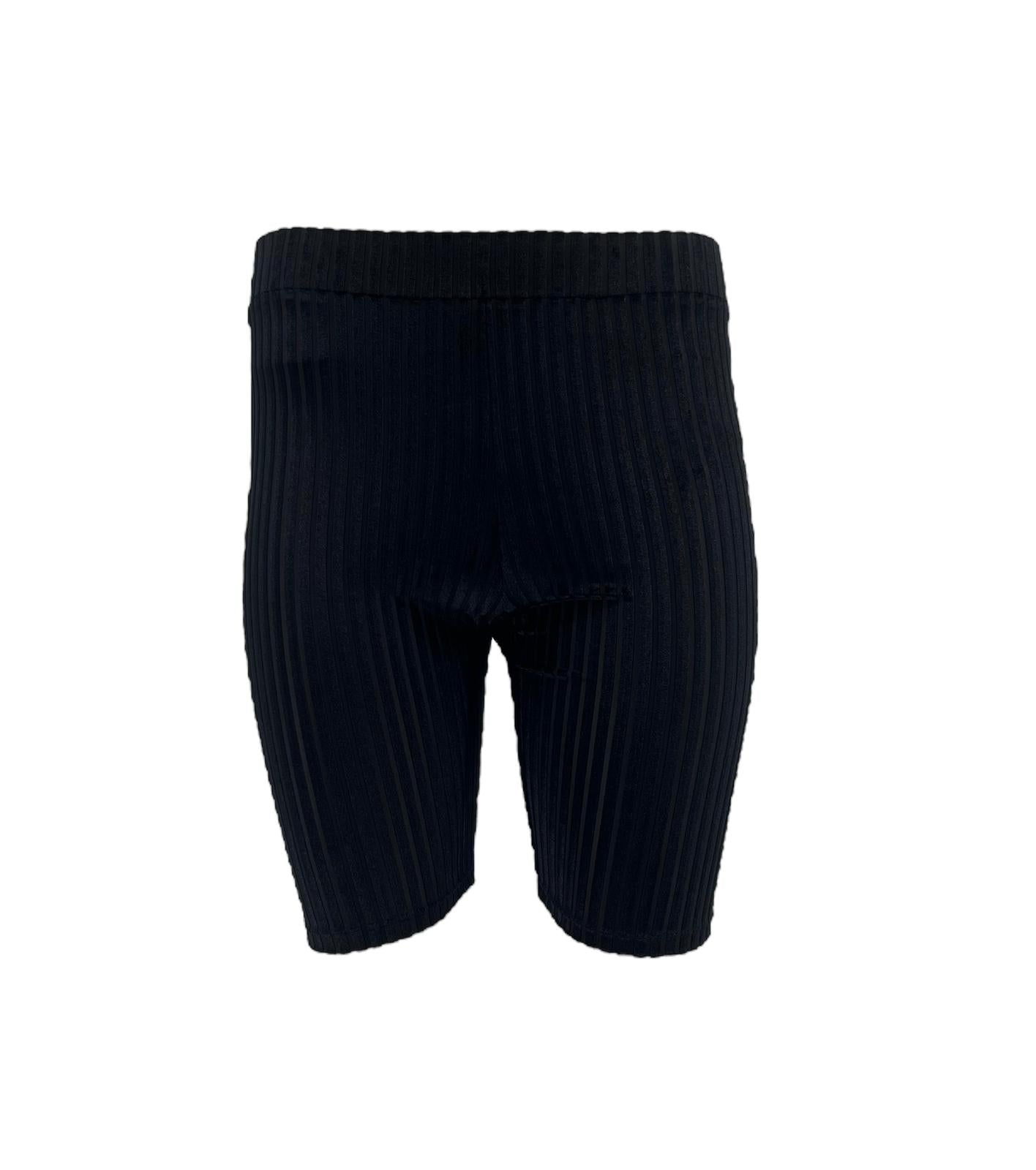 Velvet Stripe Biker Short - Black Small Monzlapur New York