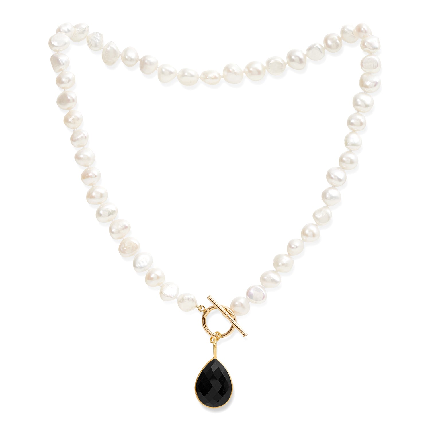 Women’s Black / White Clara White Cultured Irregular Freshwater Pearl Necklace With Spinel Gold Vermeil Drop Pearls of the Orient Online