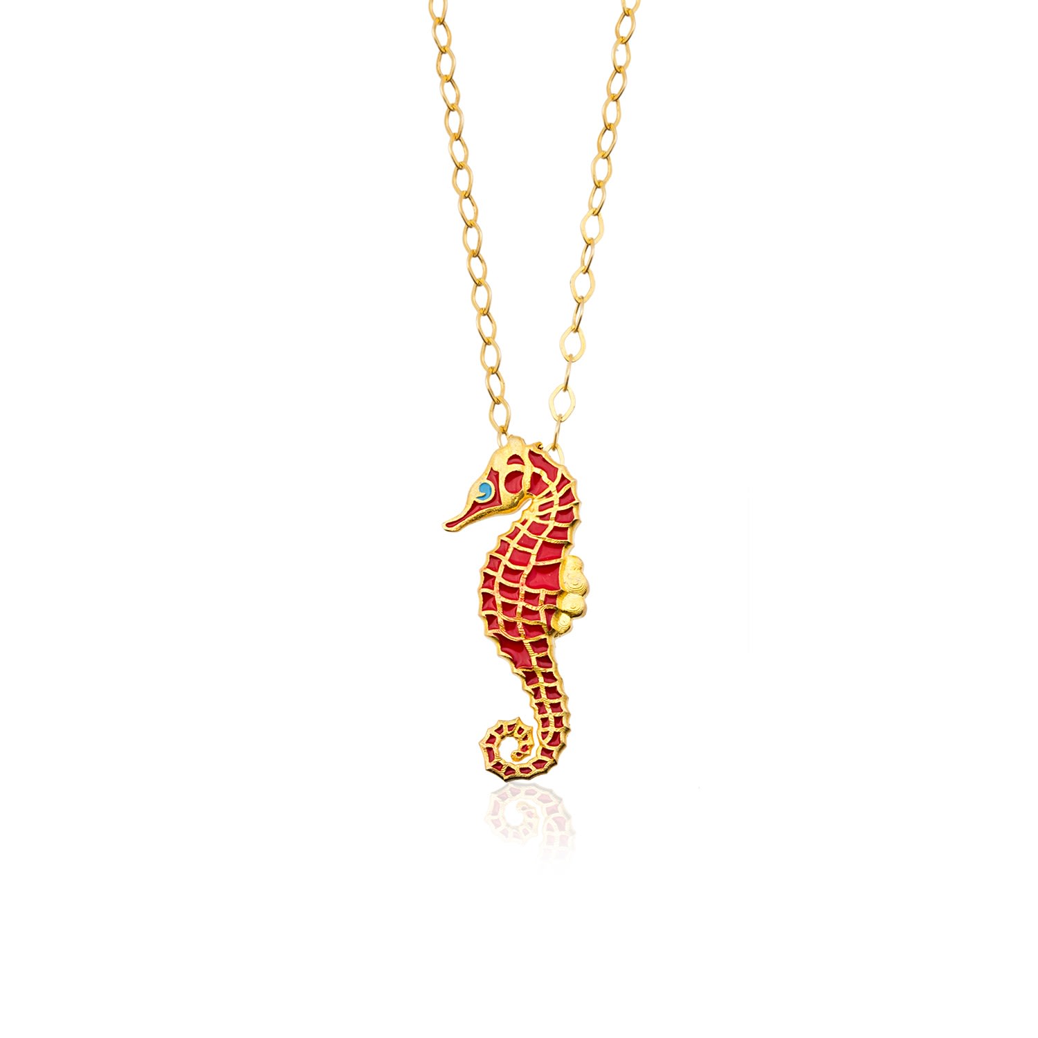 Milou Jewelry Women's Red Seahorse Necklace In Red